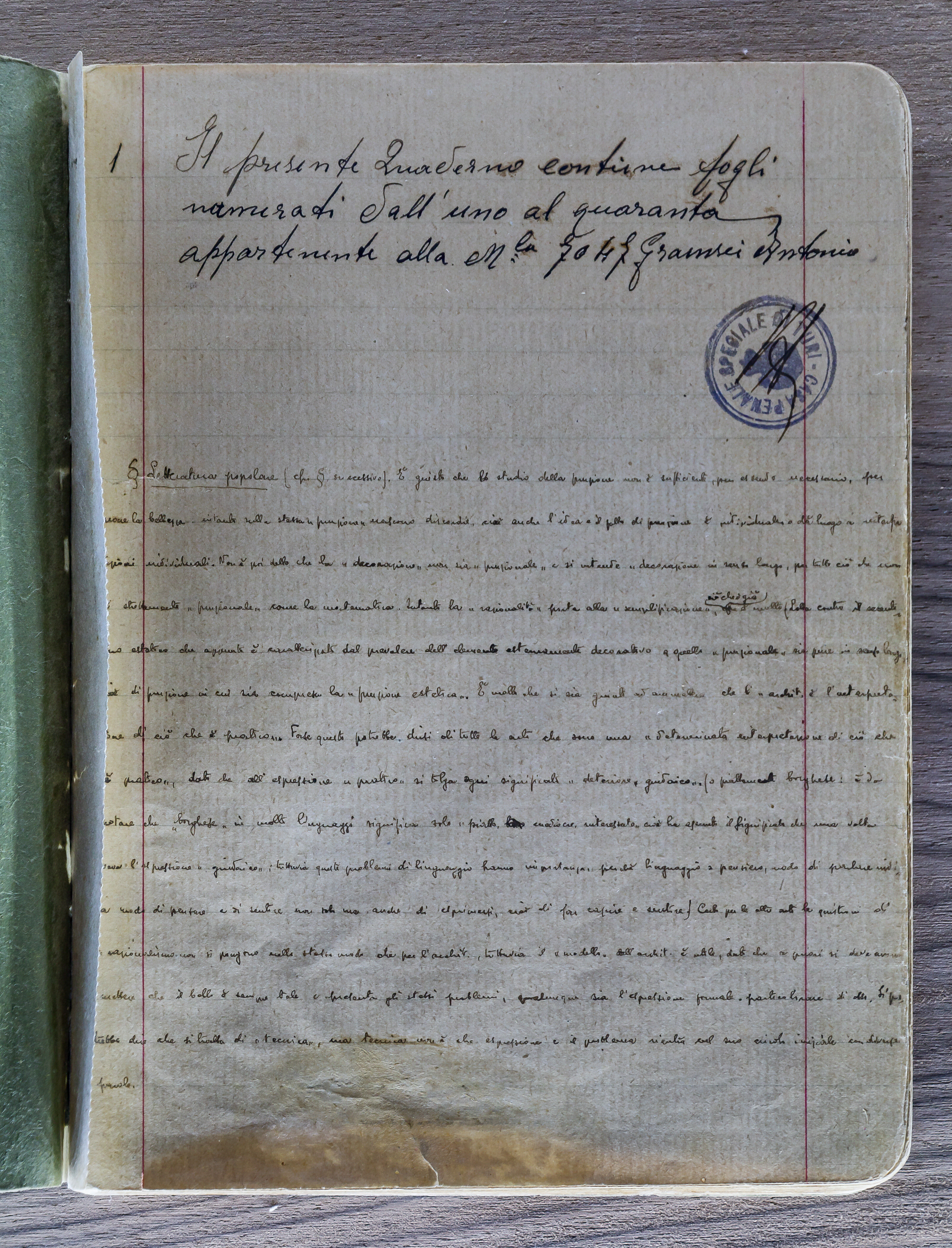 Manuscrito de uno de los 'Cuadernos de la cárcel' redactados por Gramsci entre 1929 y 1935. 