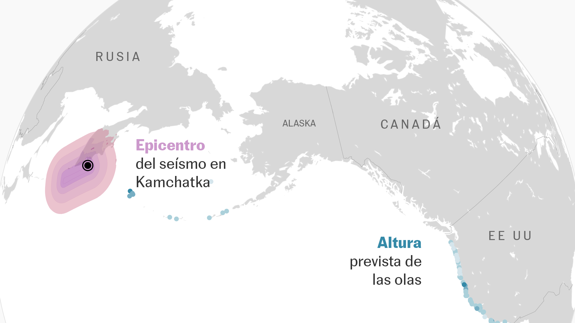 Mapas | Las alertas de tsunami y la llegada de las olas a la costa