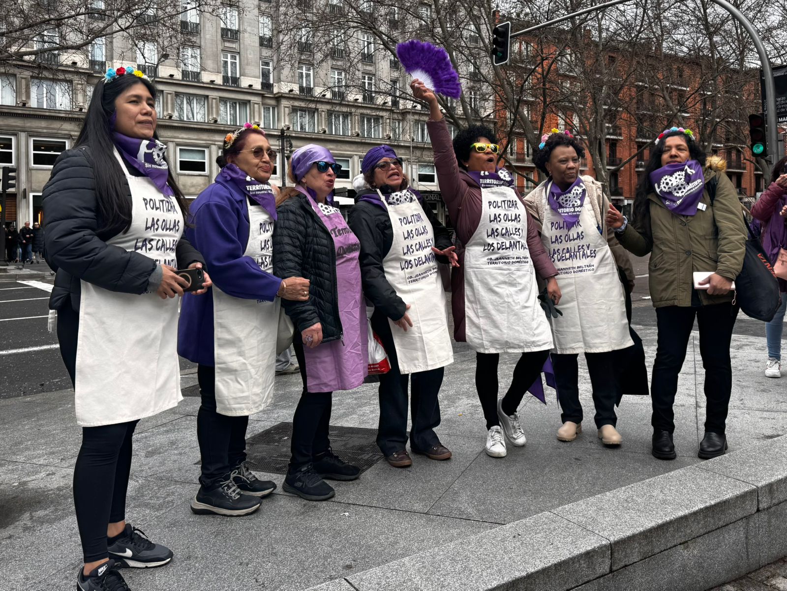 Mujeres del colectivo feminista Territorio doméstico en Madrid.