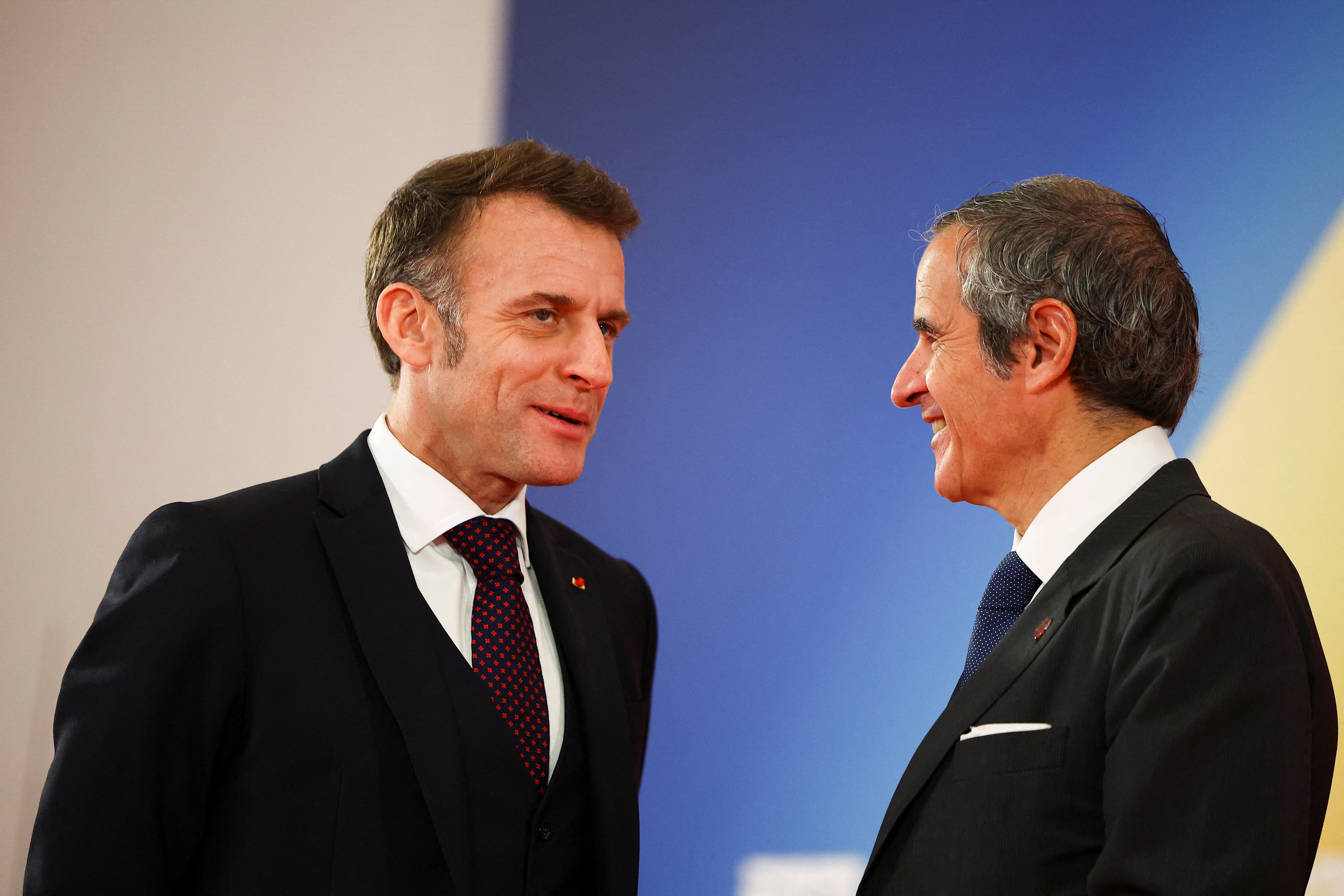 PARIS (France), 10/03/2026.- French President Emmanuel Macron and Director General of the International Atomic Energy Agency (IAEA) Rafael Grossi, attend the IAEA Nuclear Energy Summit in Paris, France, 10 March 2026. (Francia) EFE/EPA/ABDUL SABOOR / POOL MAXPPP OUT
