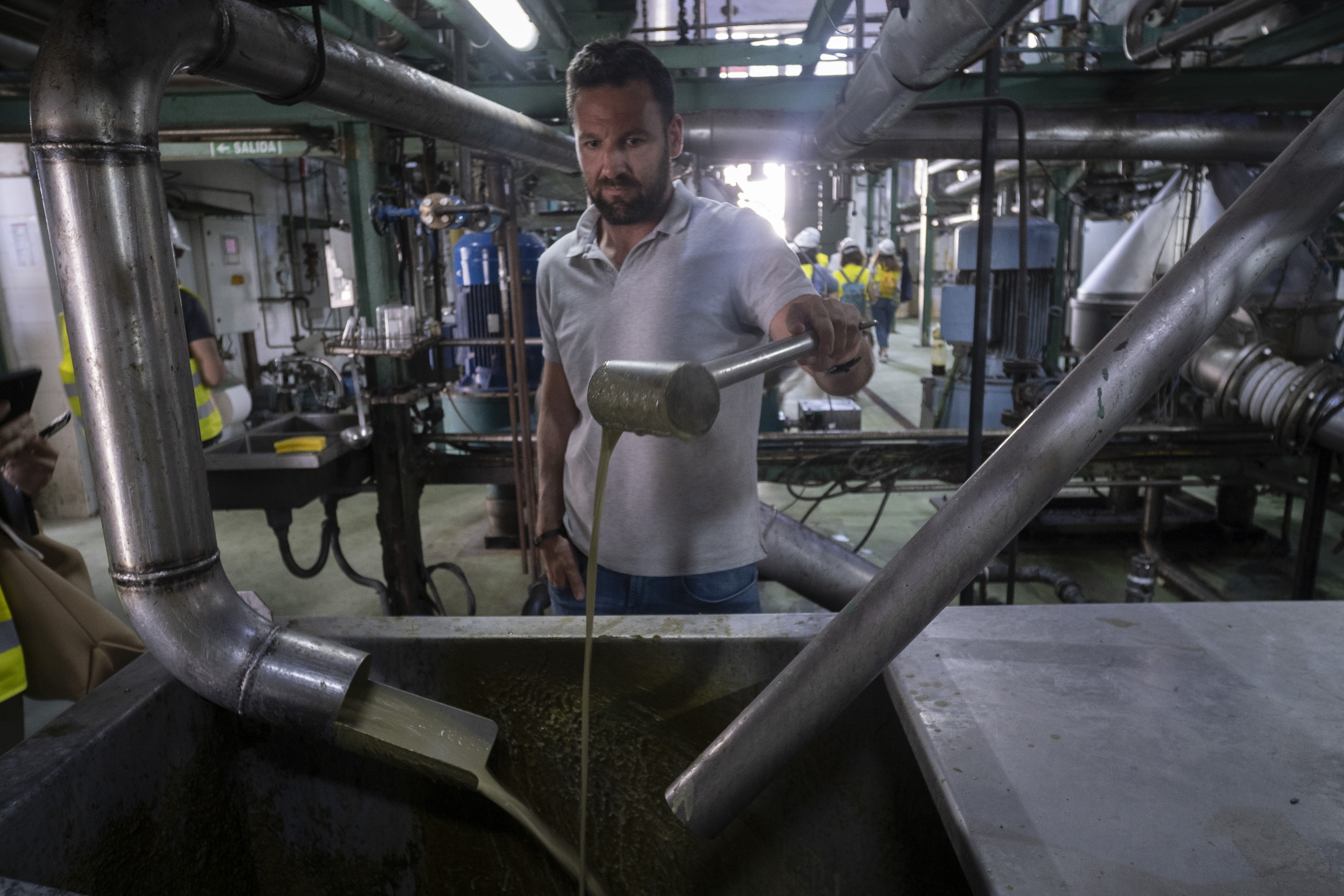 Muestra de aceite de orujo de oliva tras la depuración, neutralización y 
