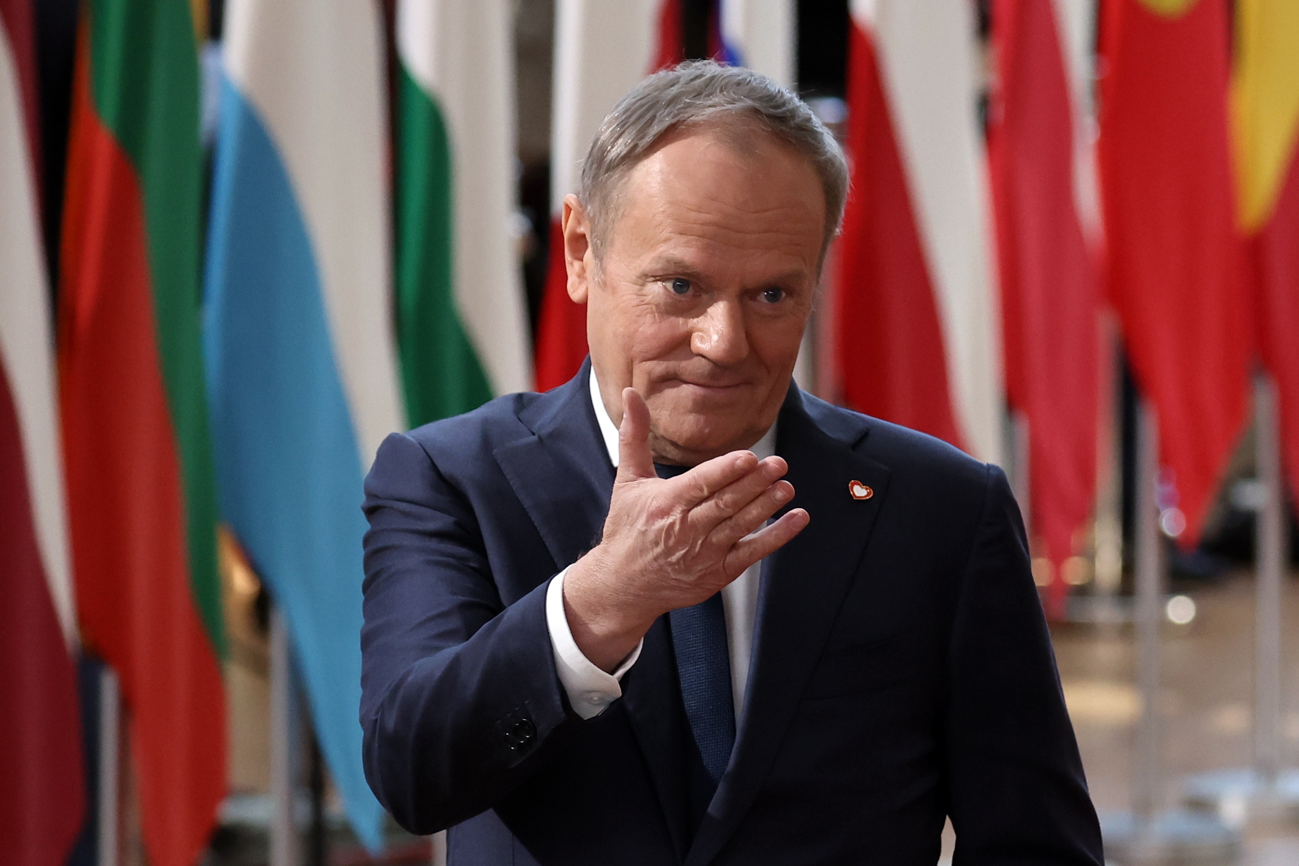 Donald Tusk, a su llegada a la cumbre de líderes de la UE este miércoles en Bruselas. 