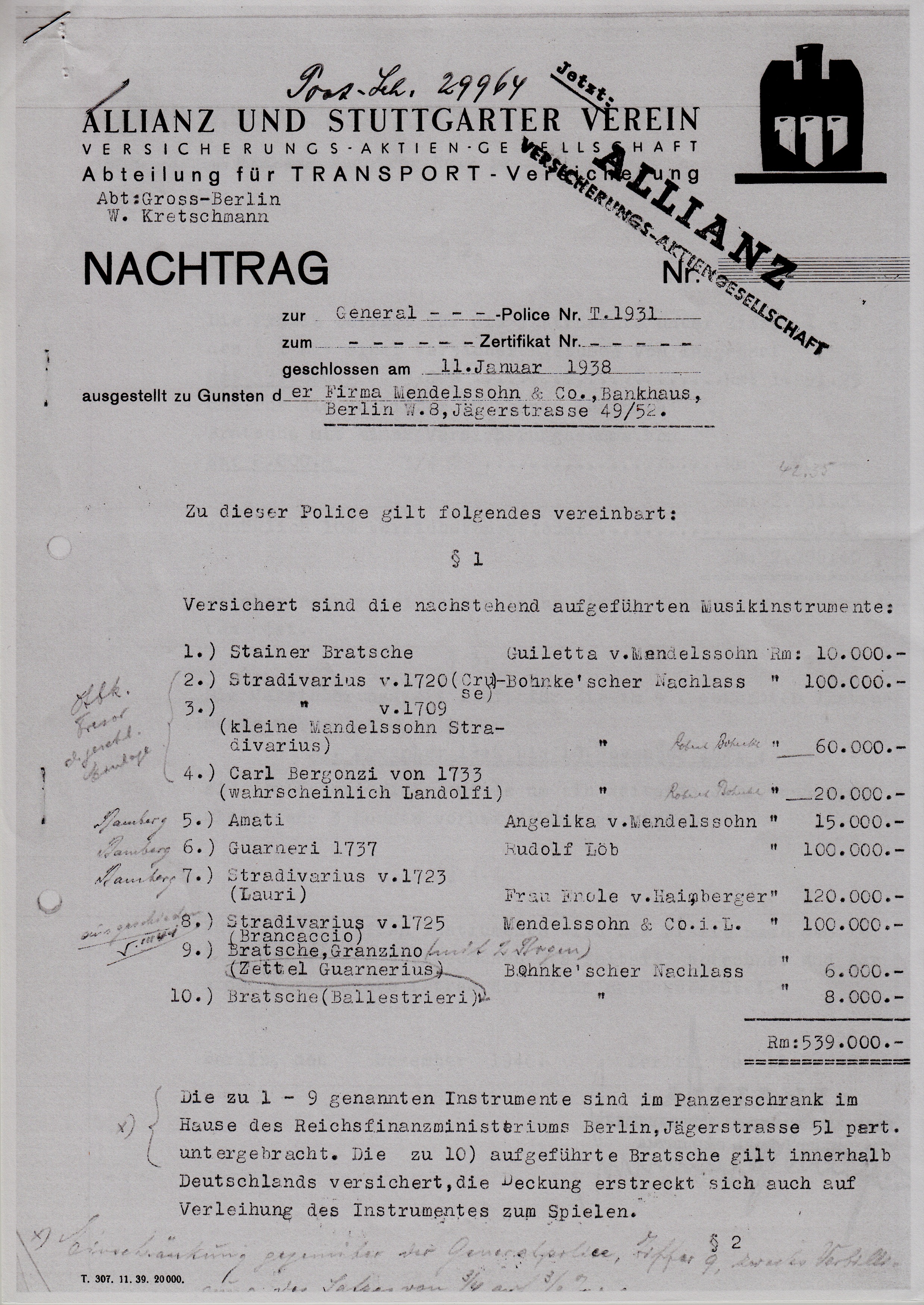 The story of how a 1709 Stradivarius violin, looted during the