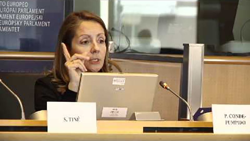 Captura de Paloma Conde-Pumpido, durante una intervención pasada en una de las comisiones del Parlamento Europeo.