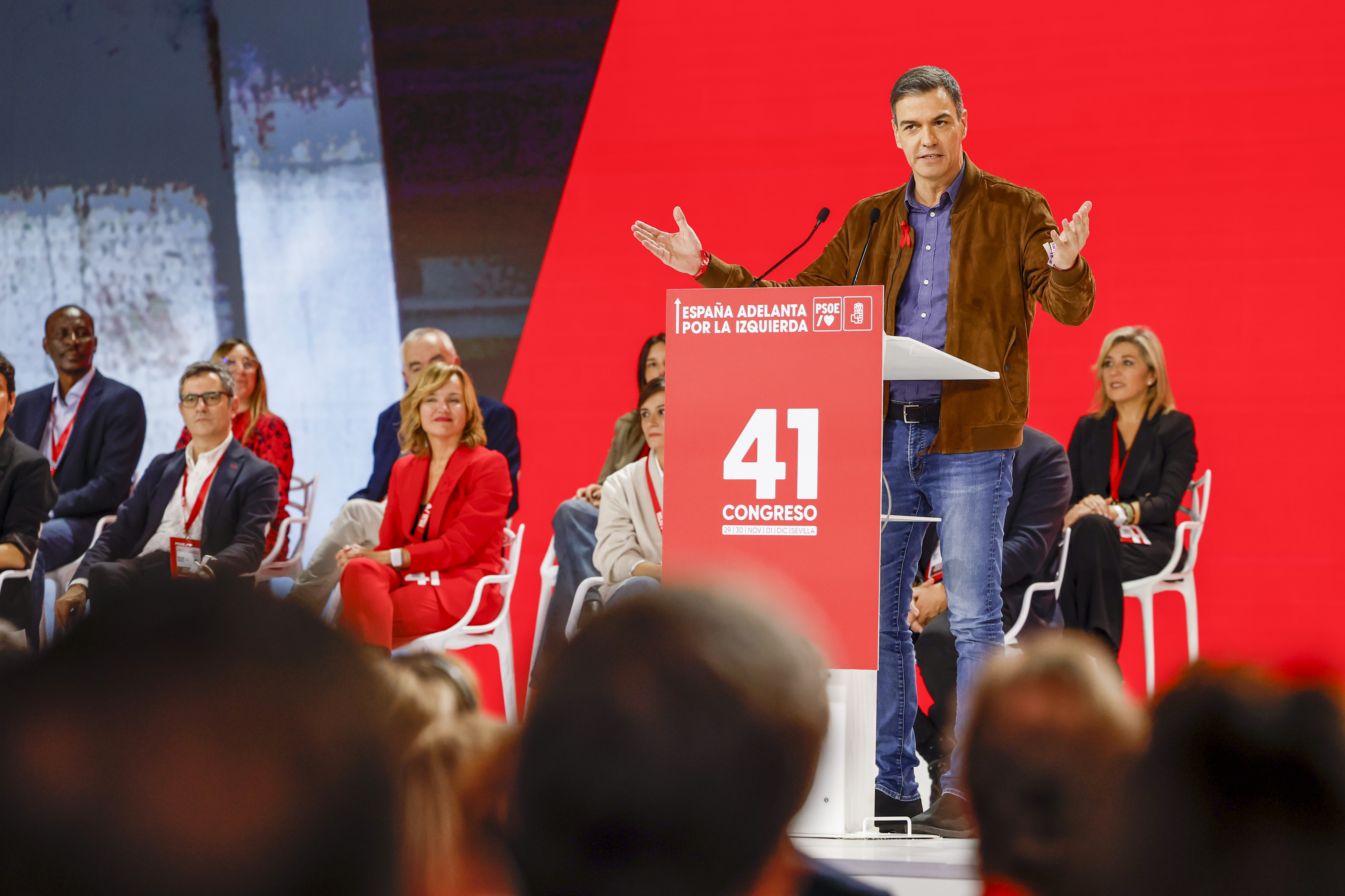 El presidente del Gobierno, Pedro Snchez, durante su intervencin en la clausura del Congreso del PSOE.