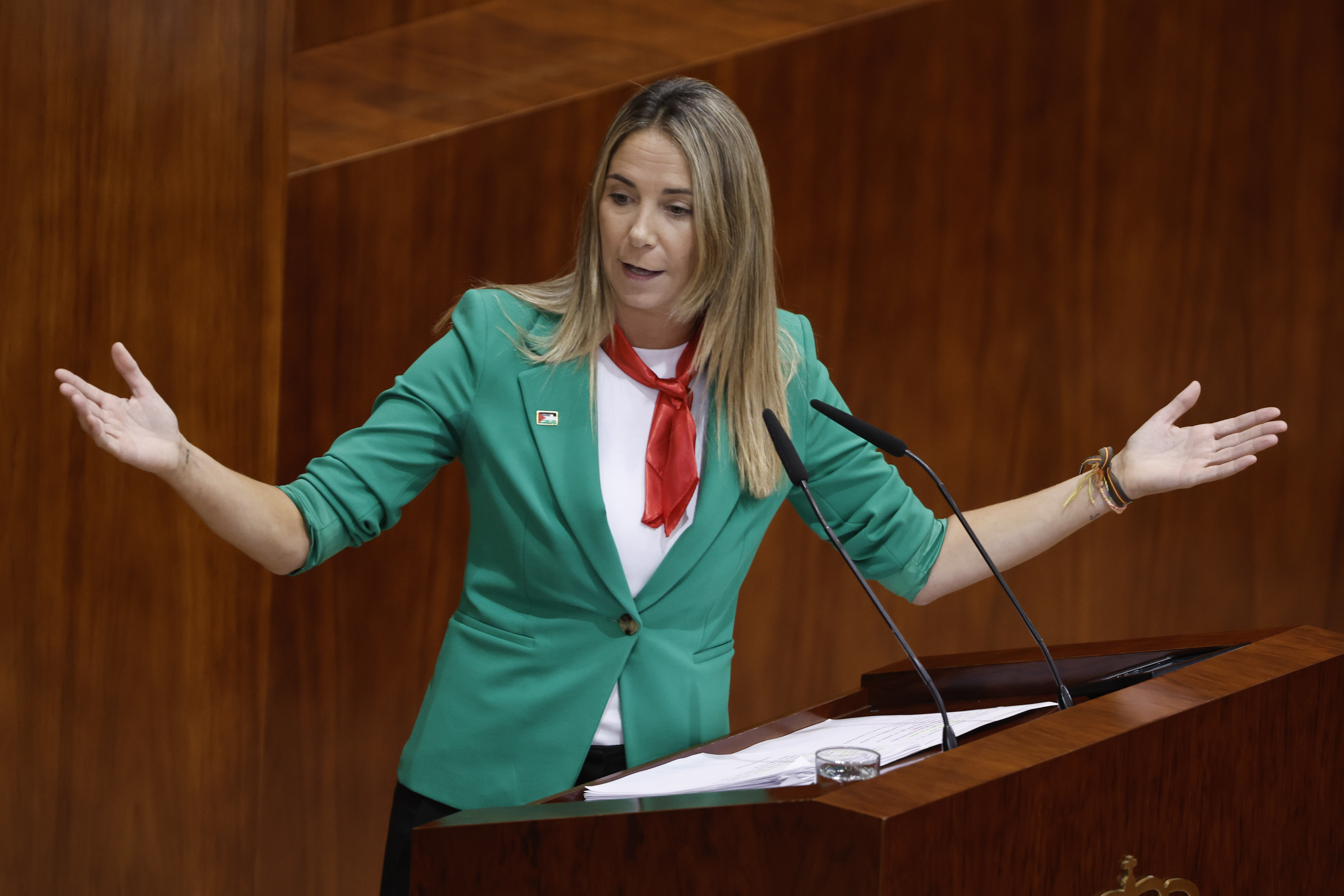La portavoz del PSOE, Mar Espinar, durante su intervención. 