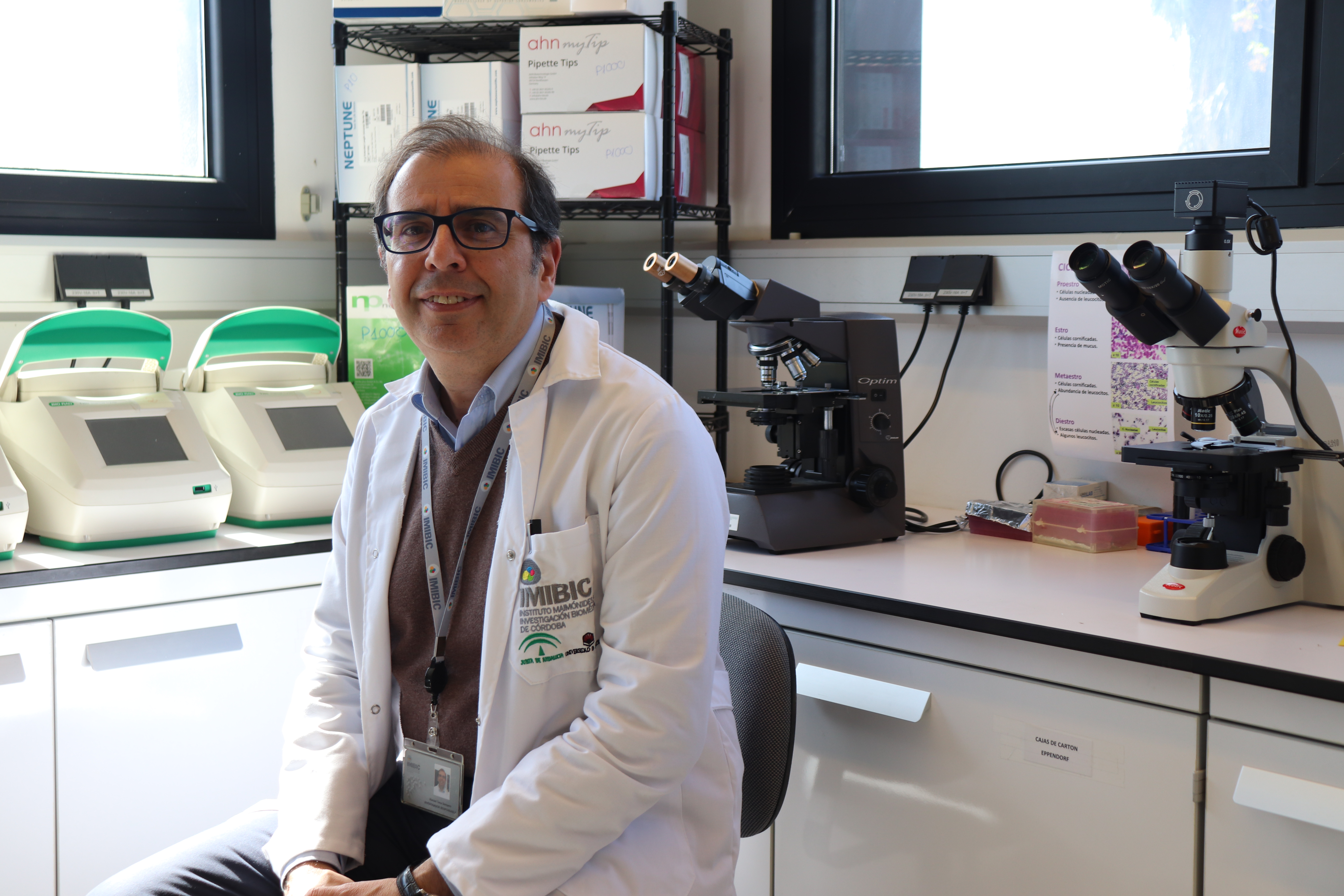 El investigador Manuel Tena-Sempere, en su laboratorio de la Universidad de Córdoba.