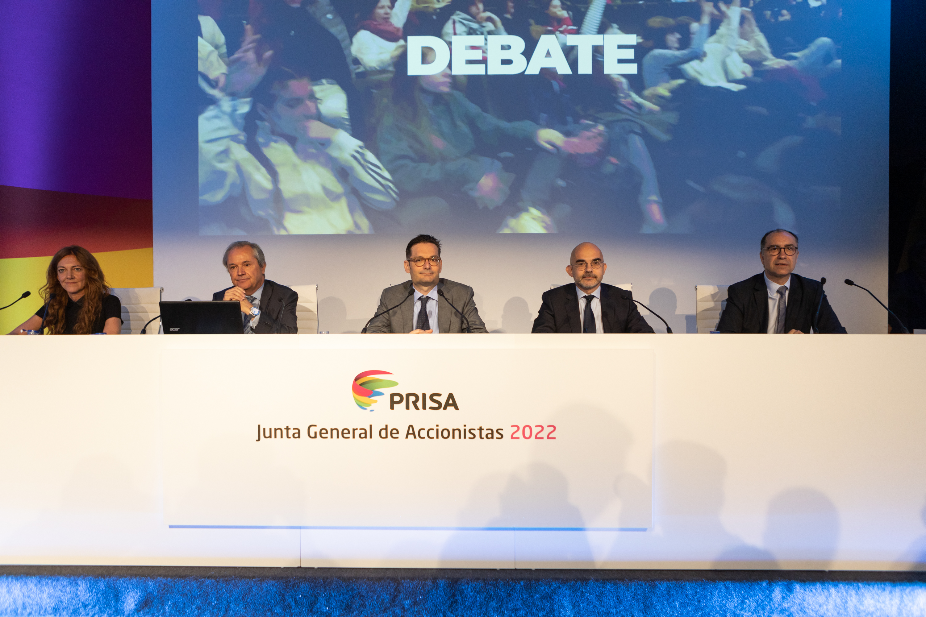 Imagen de la junta de accionistas de PRISA celebrada este martes en Madrid. 