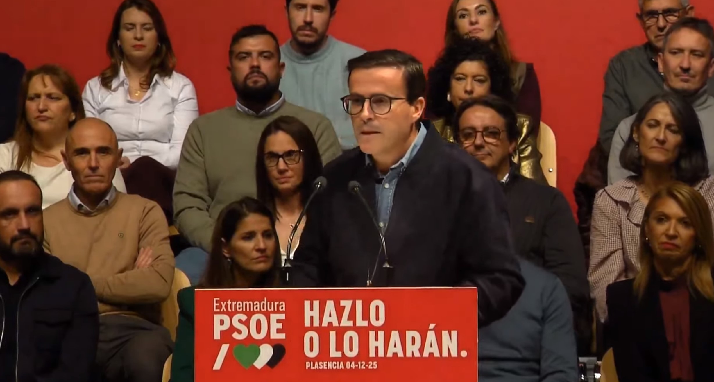 El candidato del PSOE a las elecciones de Extremadura, Miguel Ángel Gallardo, este jueves en Plasencia.