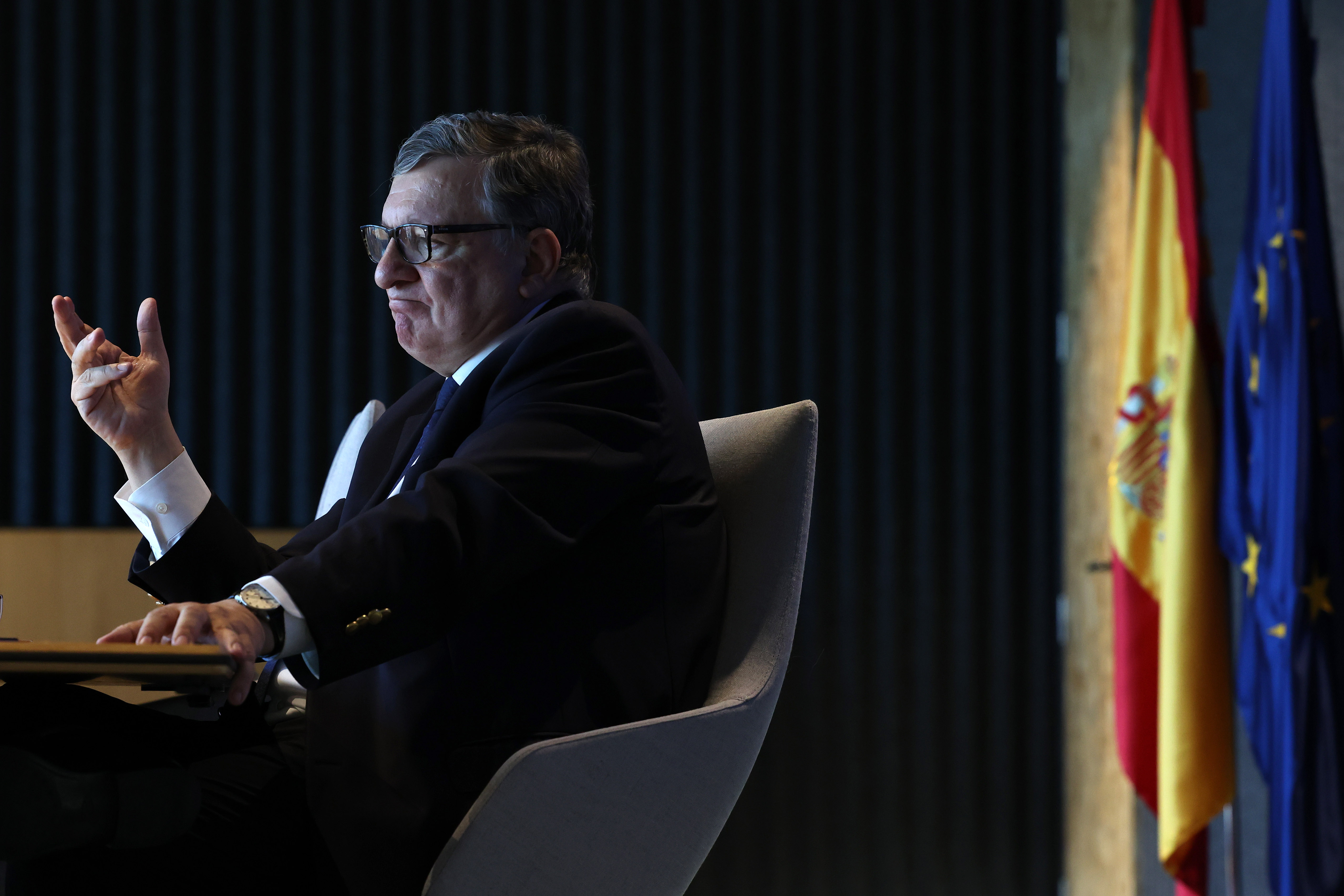 O ex-presidente da Comissão Europeia, durante entrevista ao EL PAÍS na Torre IE em Madrid, esta sexta-feira. 