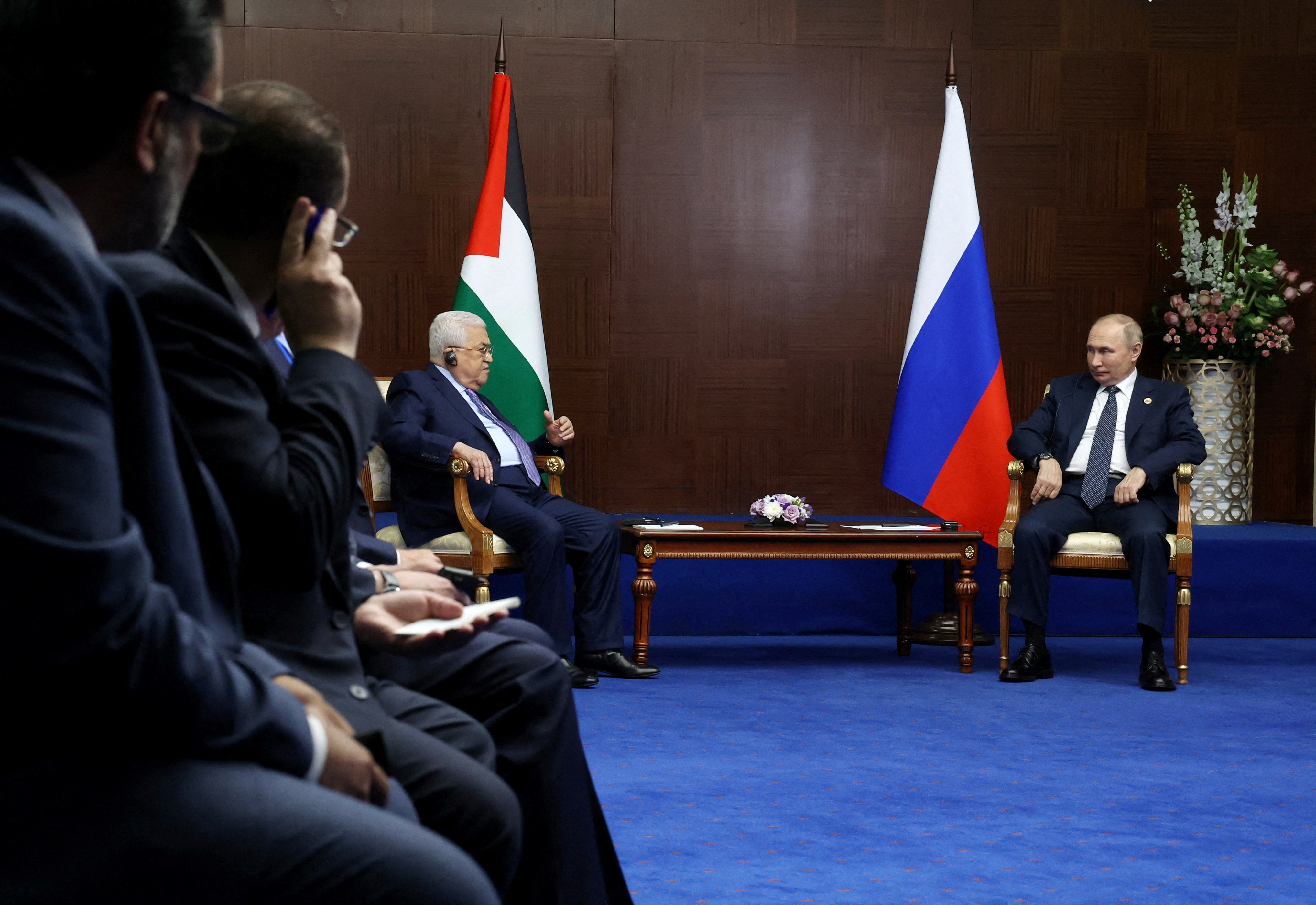 Mahmud Abbas y Vladímir Putin, durante su reunión del pasado jueves en Astaná