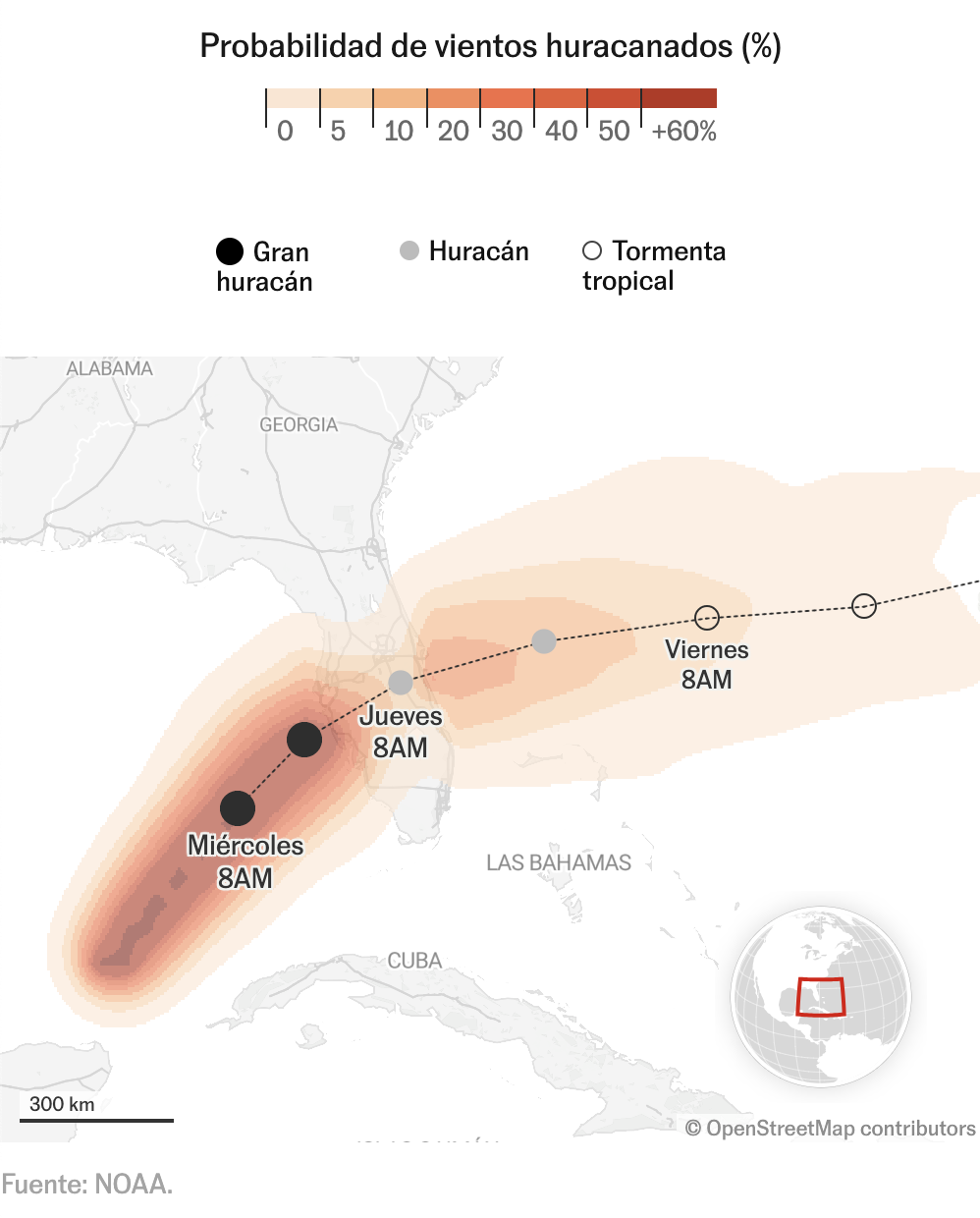 Mapas de la trayectoria del huracán ‘Milton’: dónde y cuándo puede causar daños