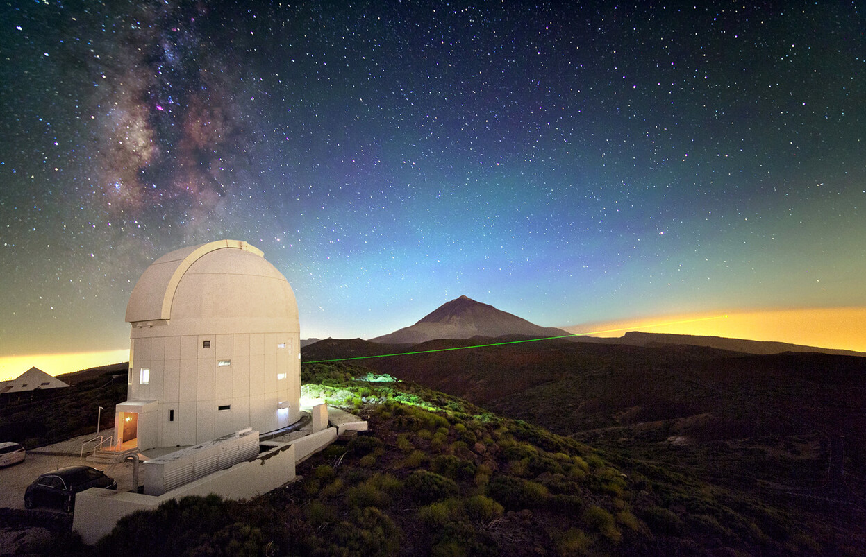 El Observatorio del Teide, en Tenerife, durante el experimento de Anton Zeilinger en 2012.