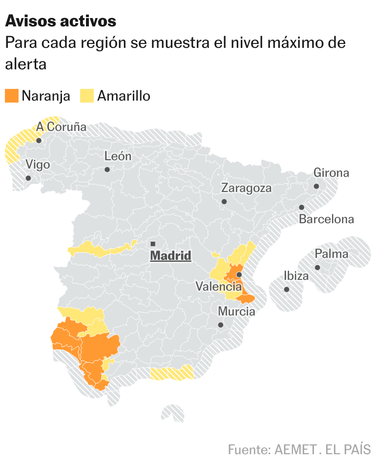 La dana se extiende a Andaluca occidental mientras afloja su castigo a Valencia y Mlaga