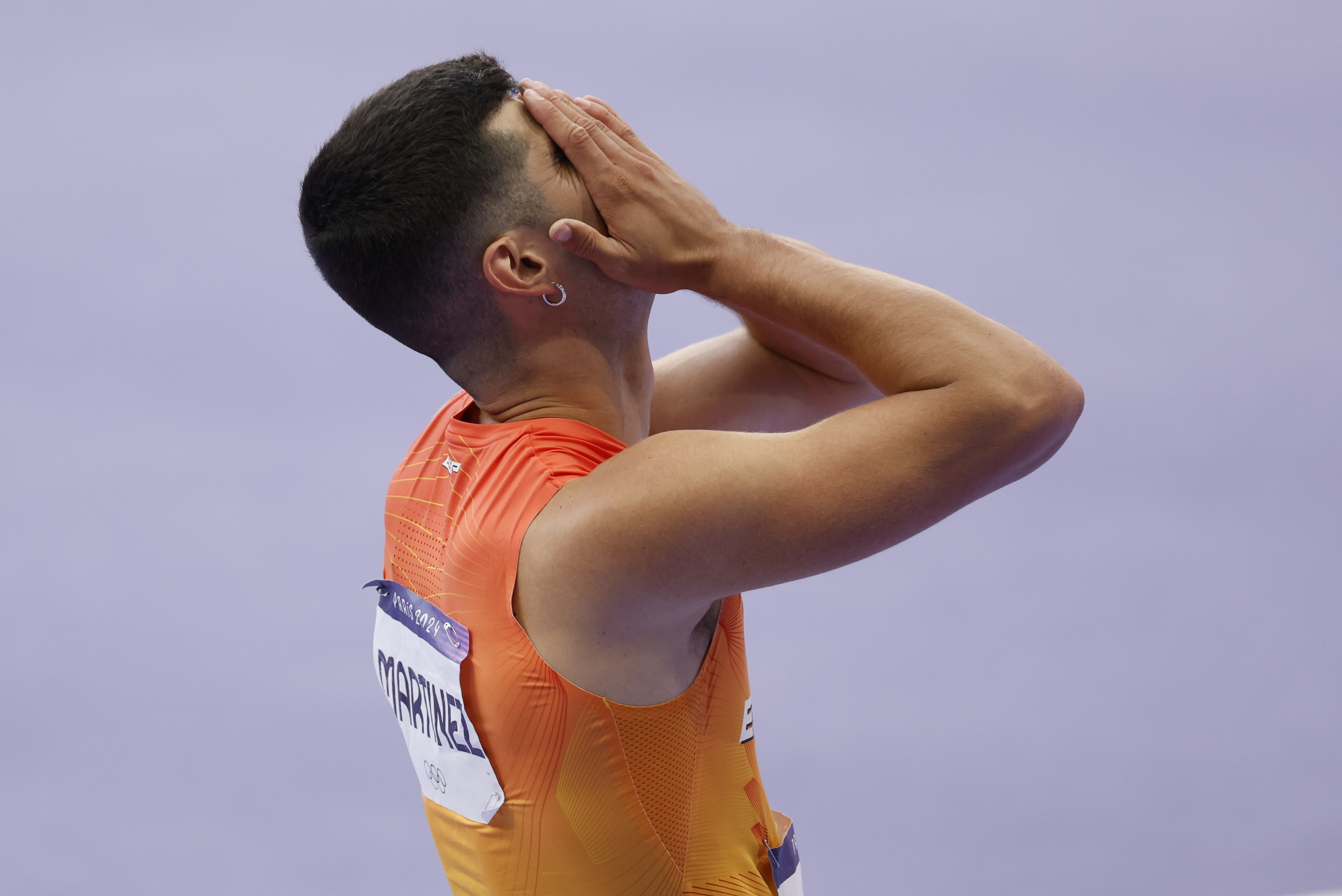 Asier Martínez, tras quedar quinto en su serie de semifinales en los 110 metros valla.