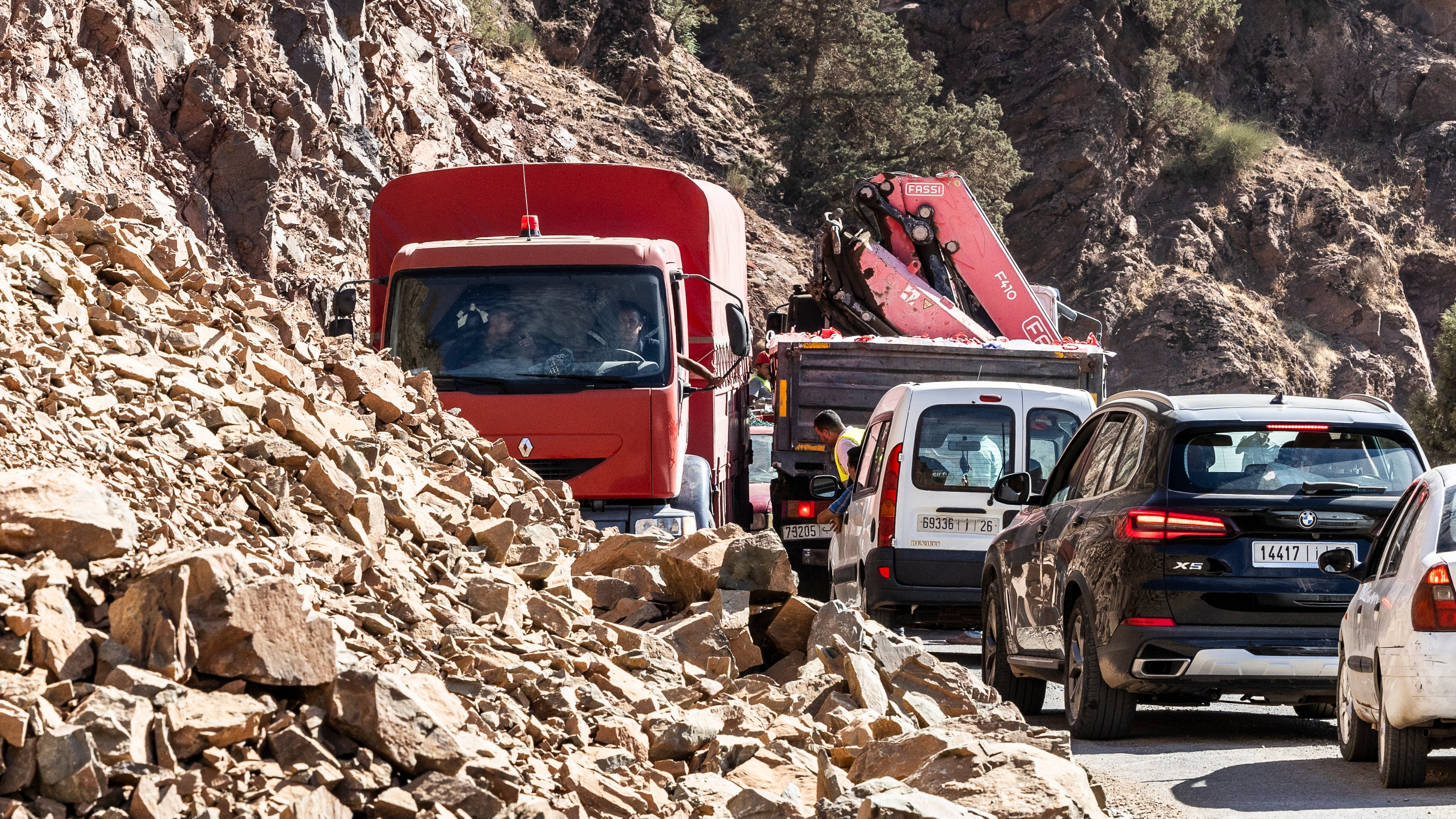 Engarrafamento, na última terça-feira, na estrada que vai da R203 que vai de Marrakech a Amndar.