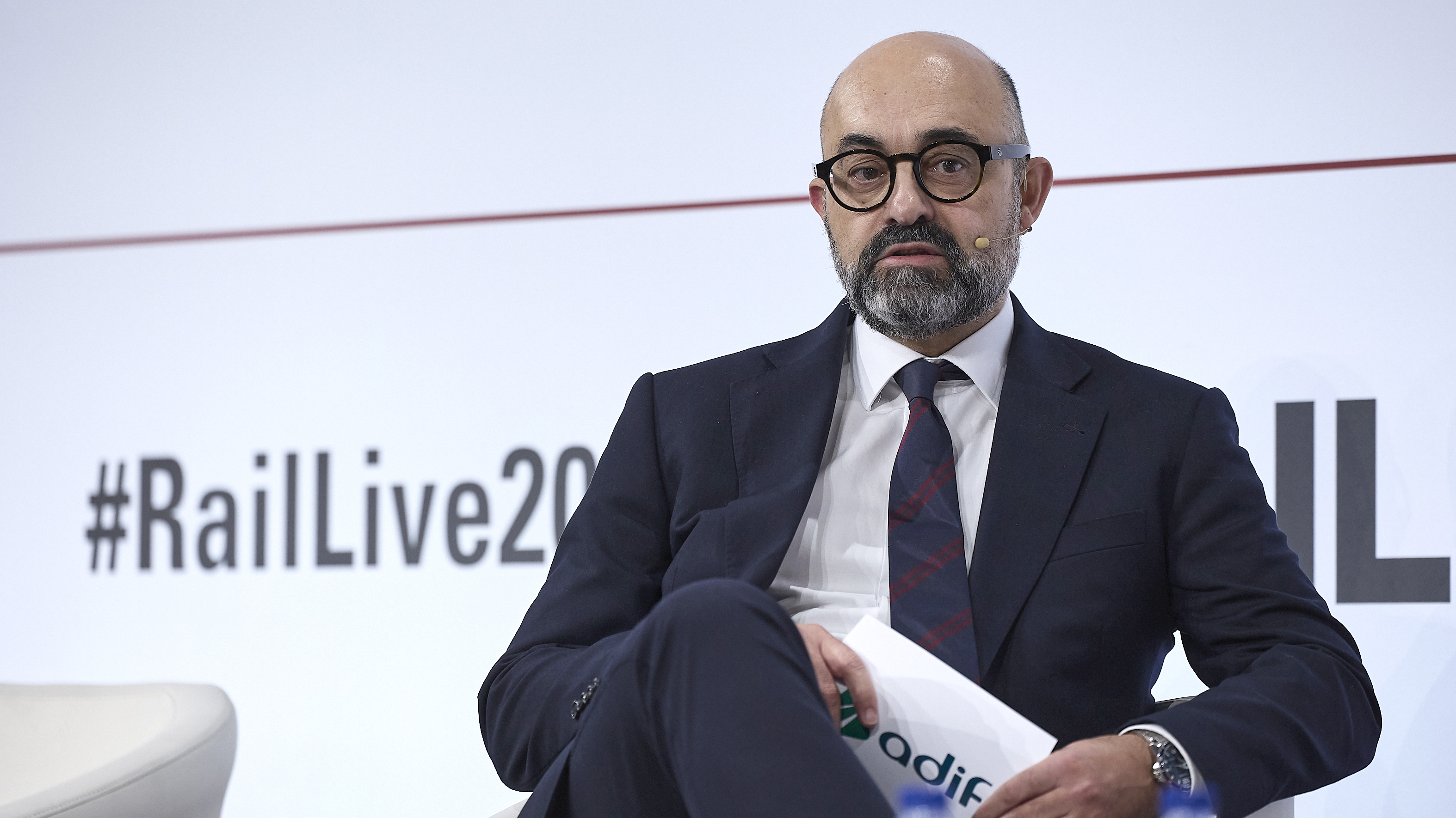 El presidente de Adif, Luis Pedro Marco de la Peña, durante el evento Rail Live, en Ifema Madrid, a 26 de noviembre de 2025.
