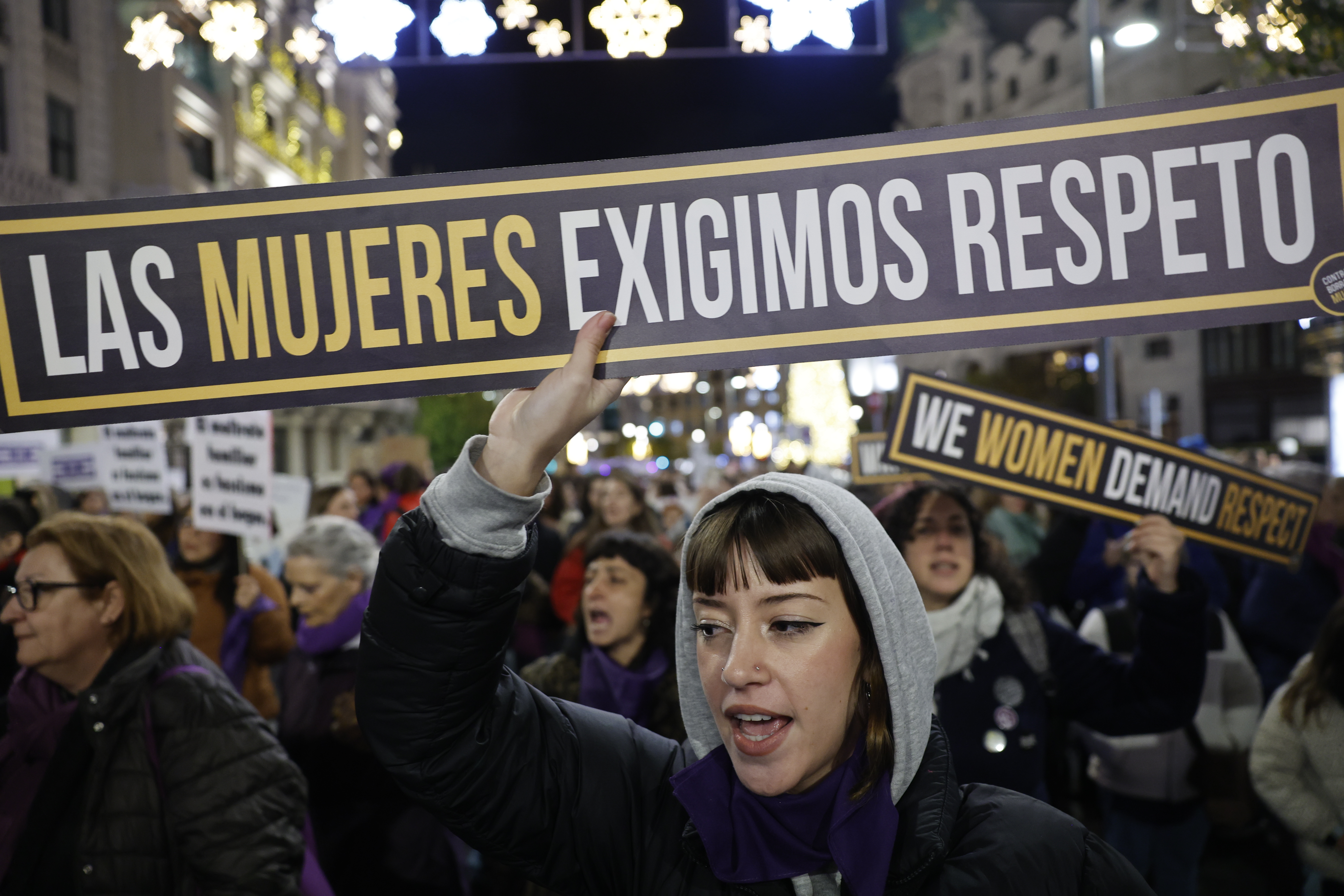 Cabecera de la manifestaicón del 25N. 