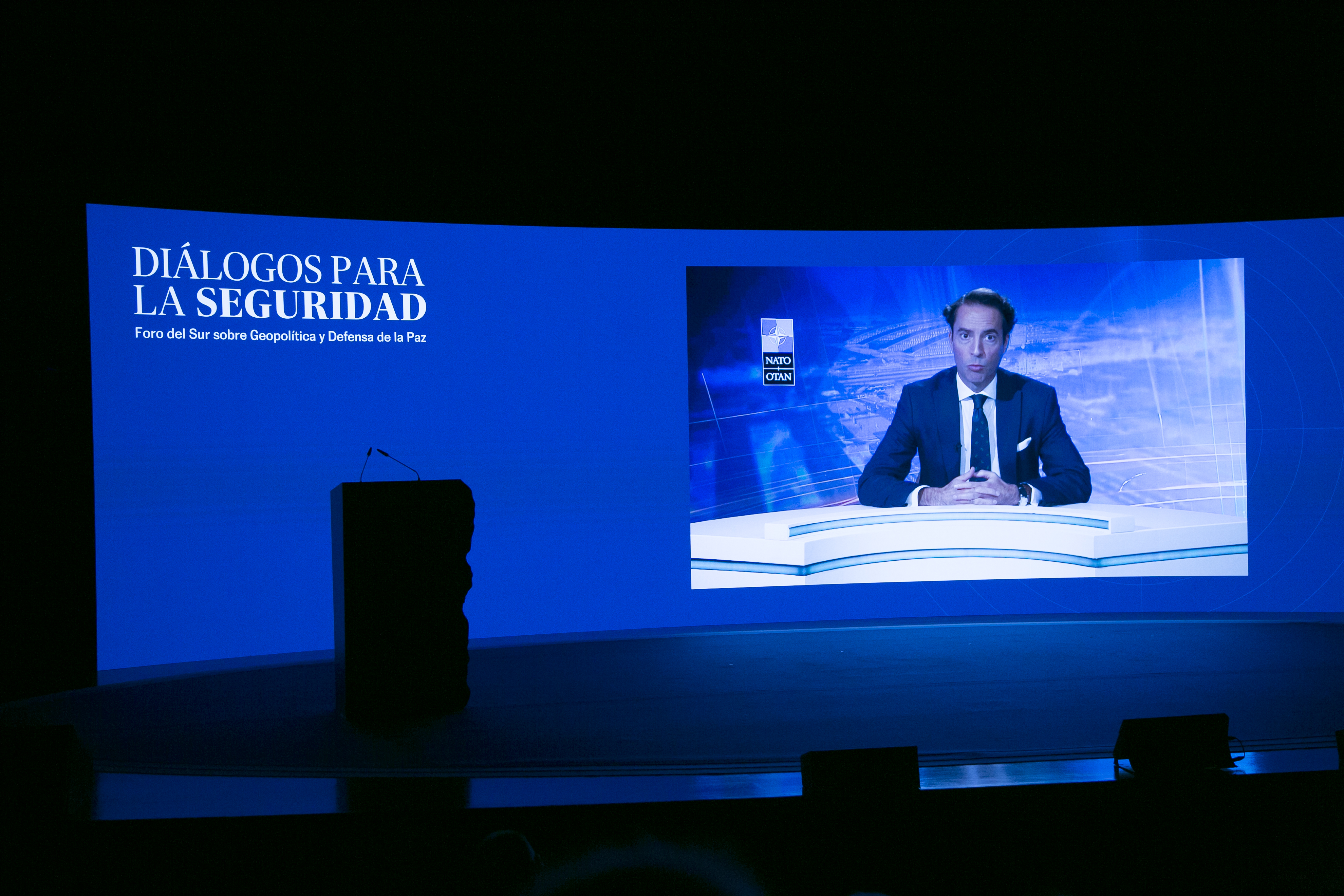 Javier Colomina, representante especial de la OTAN en el flanco sur, durante su intervencin por videoconferencia.