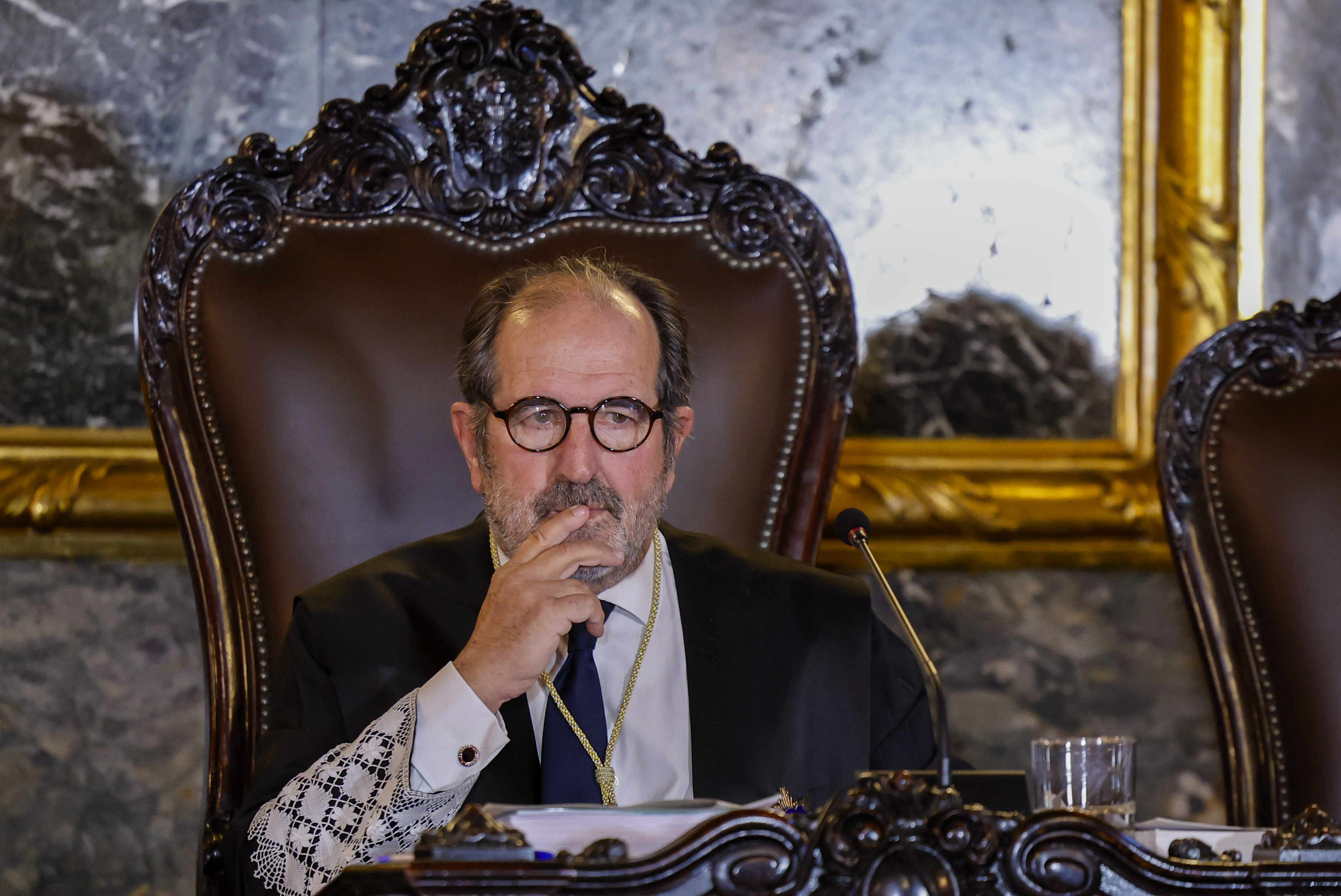 MADRID, 03/11/2025.- El magistrado del Tribunal Supremo (TS) Andrés Martínez Arrieta durante la primera jornada del juicio que se sigue en el TS contra el fiscal general del Estado, Álvaro García Ortiz, por un delito de revelación de secretos. EFE/ Mariscal ***POOL***
