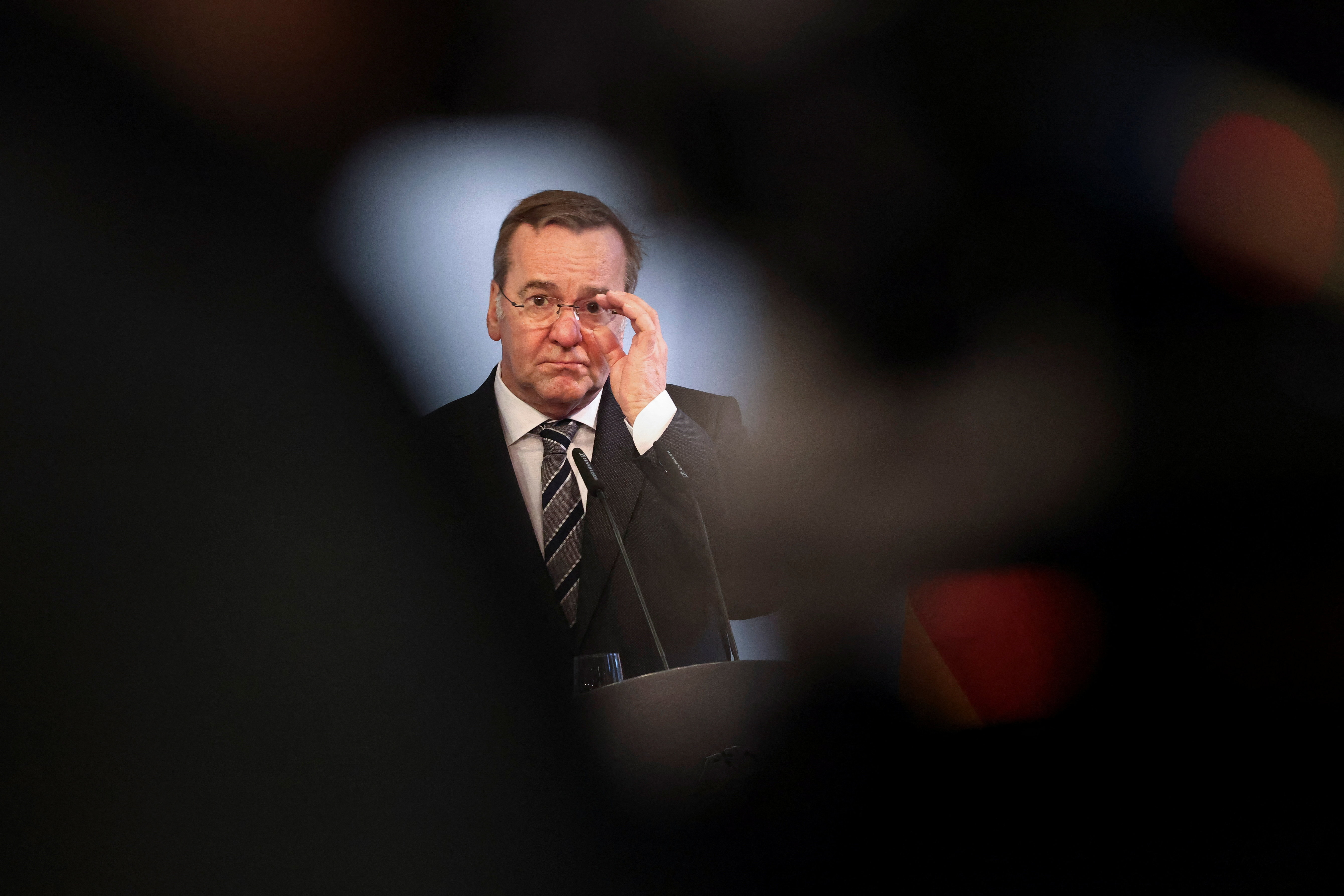 El ministro alemán, Boris Pistorius, durante una conferencia de prensa en Berlín, este lunes 16 de marzo.