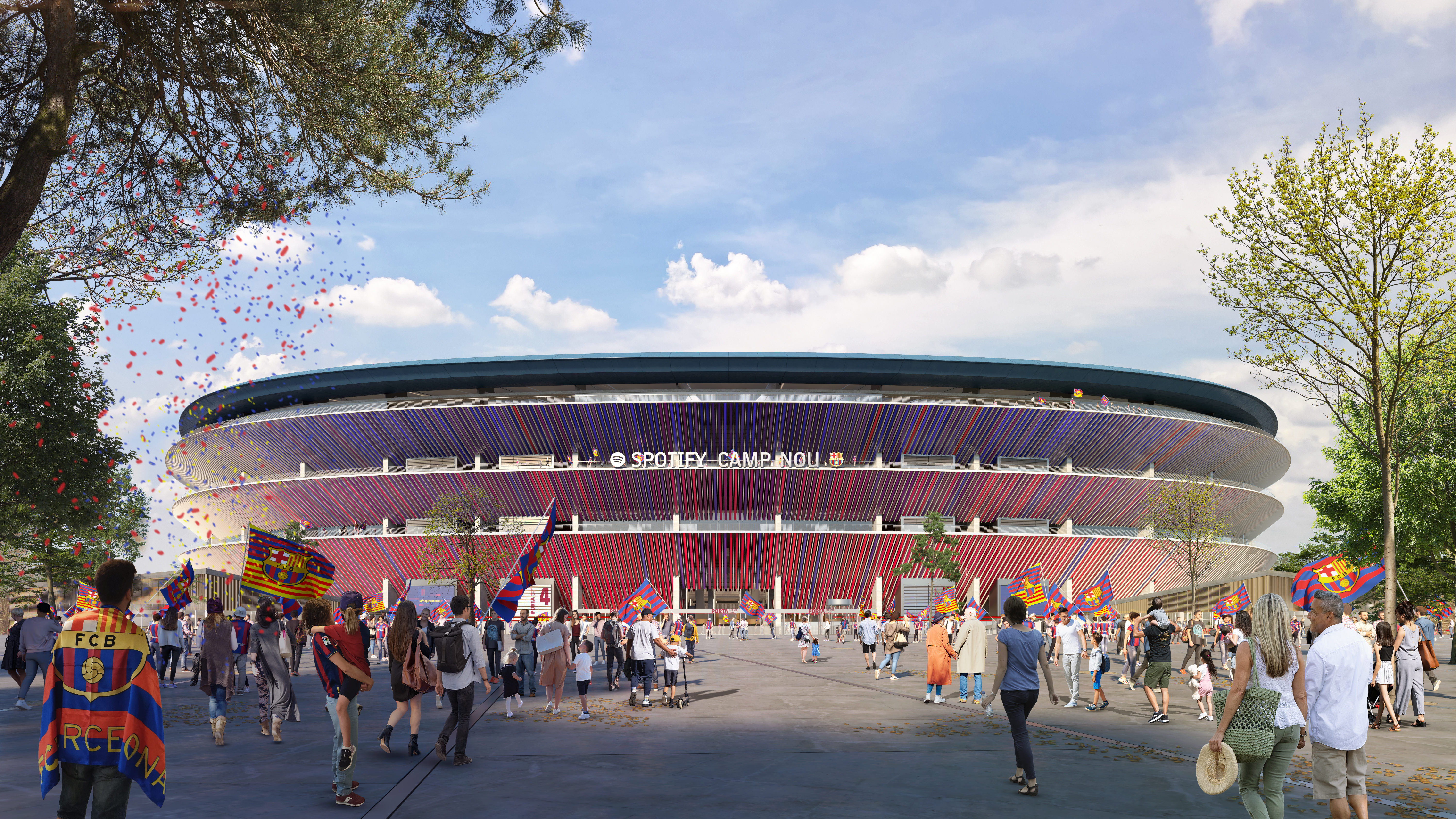 Recreación del exterior del futuro Camp Nou, una vez esté totalmente finalizado.