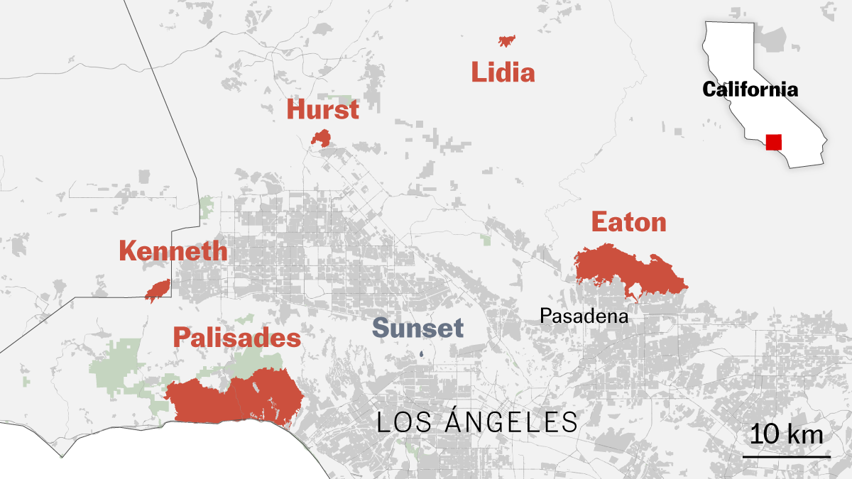 Mapas | Así se extienden los incendios en Los Ángeles