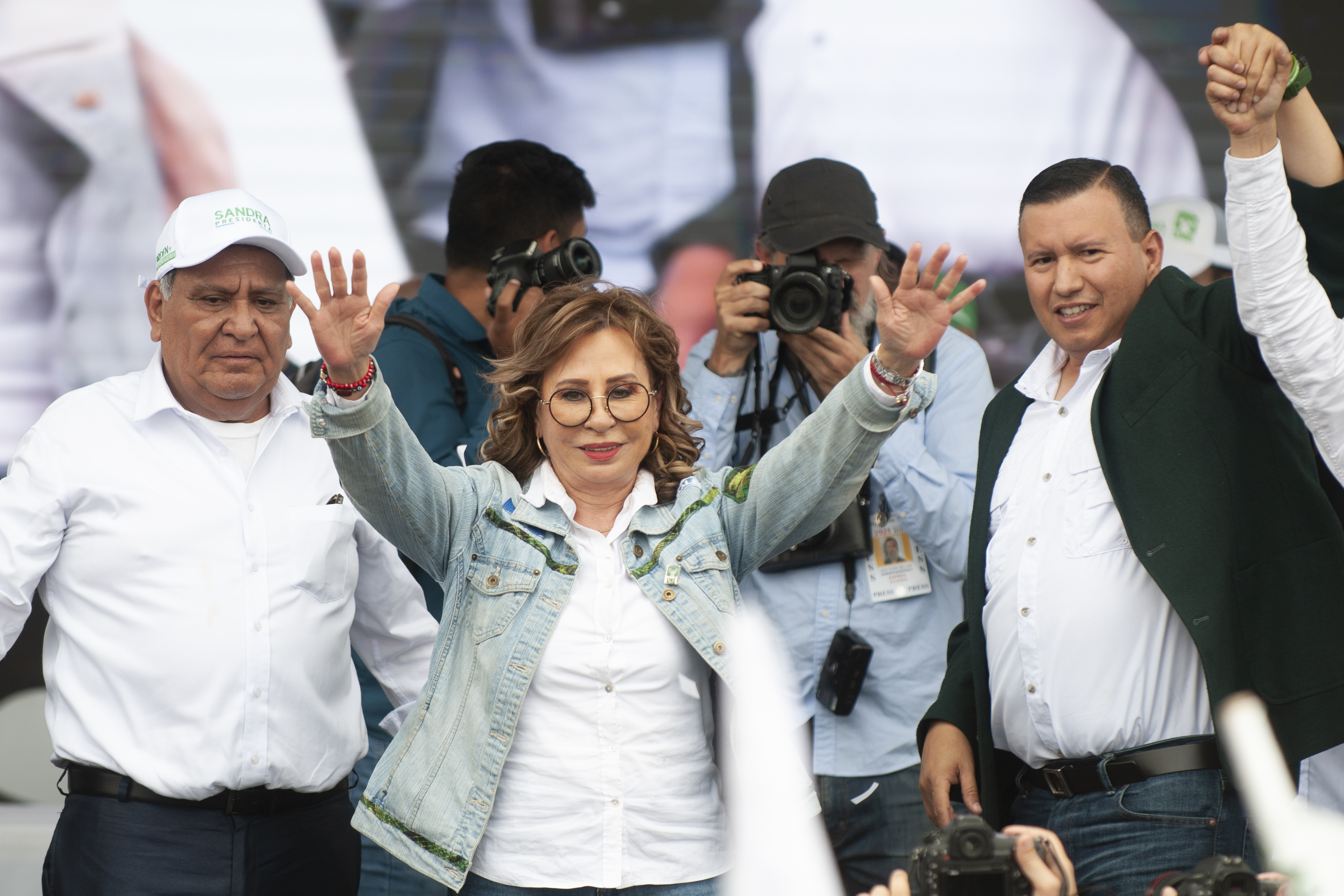 Sandra Torres, candidata presidencial pelo partido político Unidad Nacional de la Esperanza, durante sua campanha de encerramento na Cidade da Guatemala.