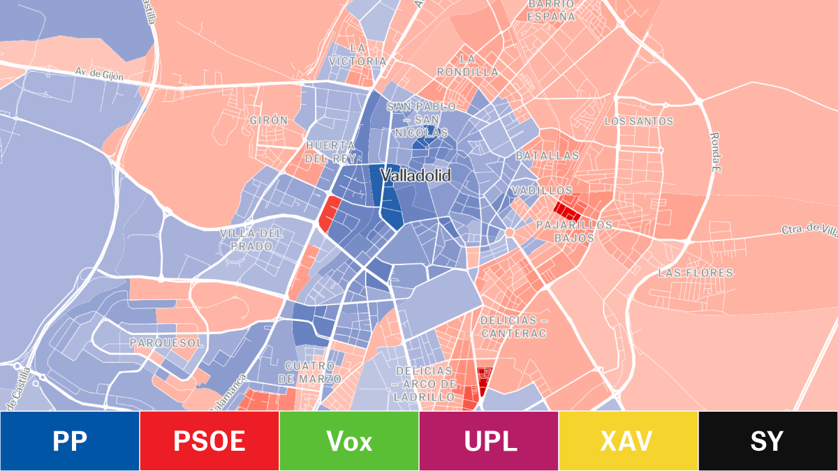 Los resultados de las elecciones en Castilla y León, calle a calle