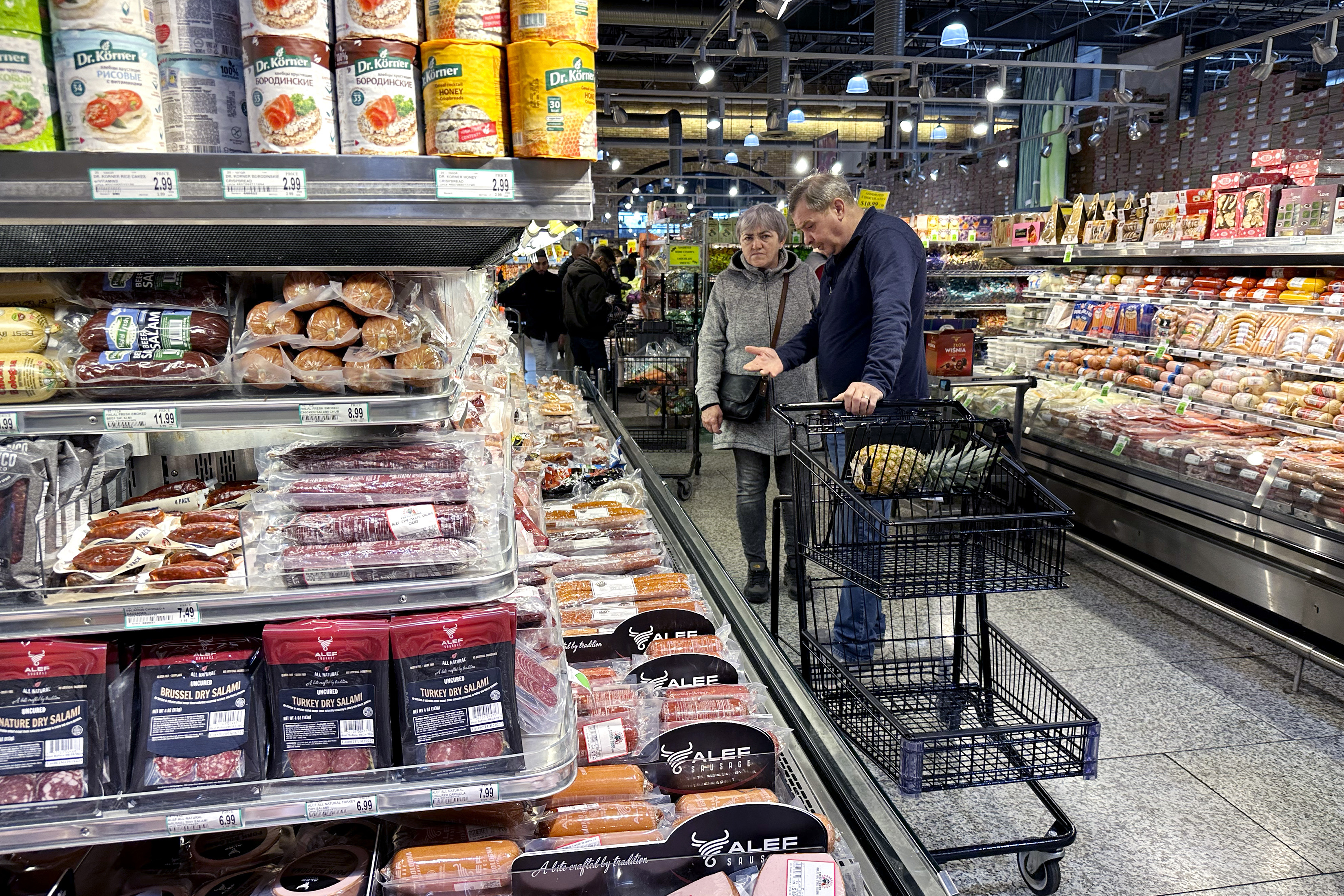 Customers at a supermarket in Wheeling, Illinois, in a file photo.