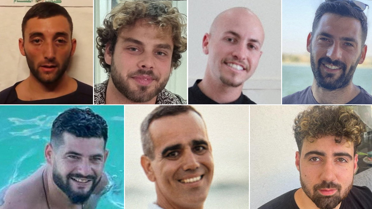 Desde la izquierda y de arriba abajo, Matan Angerst, Alon Ohel, Eitan Abraham Mor, Gali y Ziv Berman, Omri Miran y  Guy Gilboa-Dalal