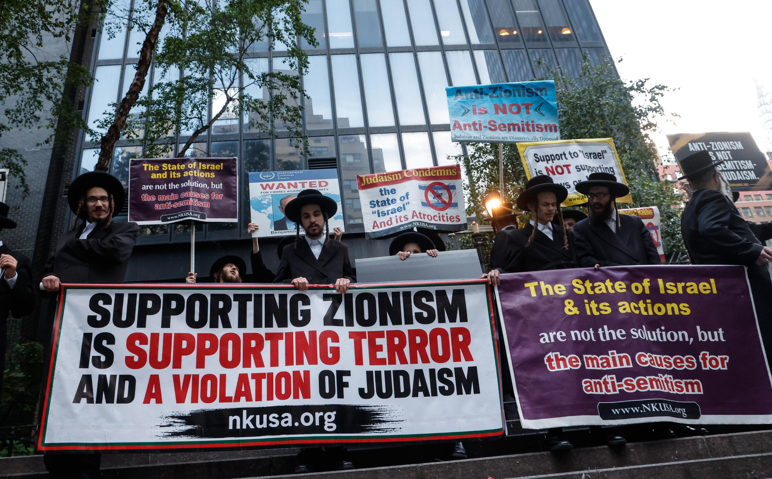 Protesta contra Netanyahu a las puertas de la sede de la ONU