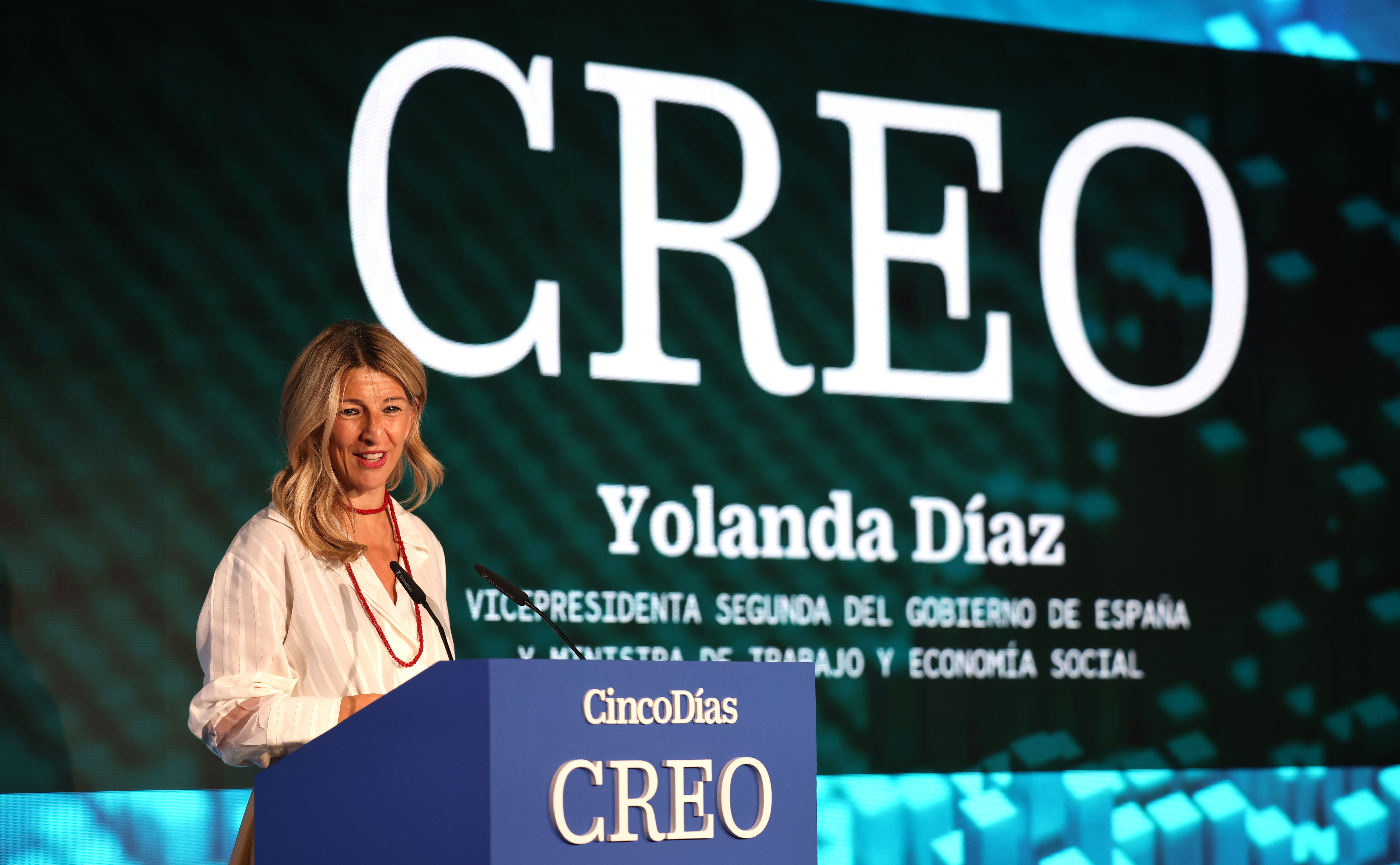 Yolanda Diaz, durante su intervención en el foro CREO.