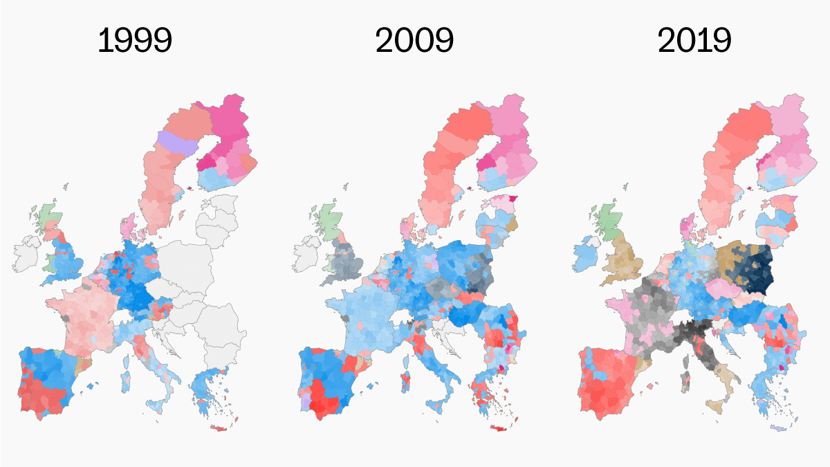 Mapa | Así han votado las regiones de cada país de Europa desde 1999