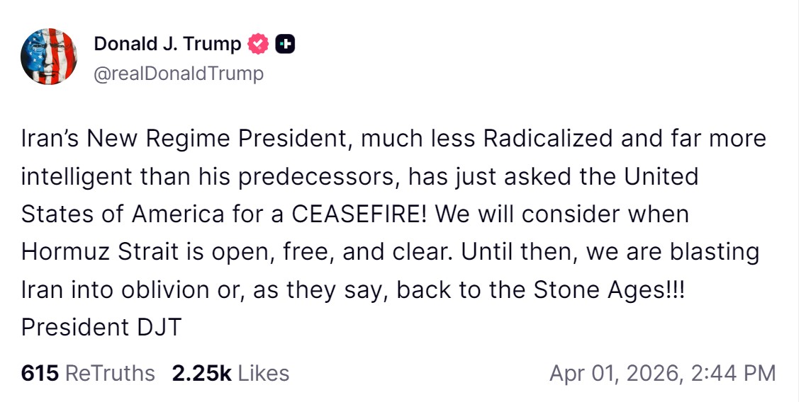 Trump asegura que Irán ha pedido un alto el fuego