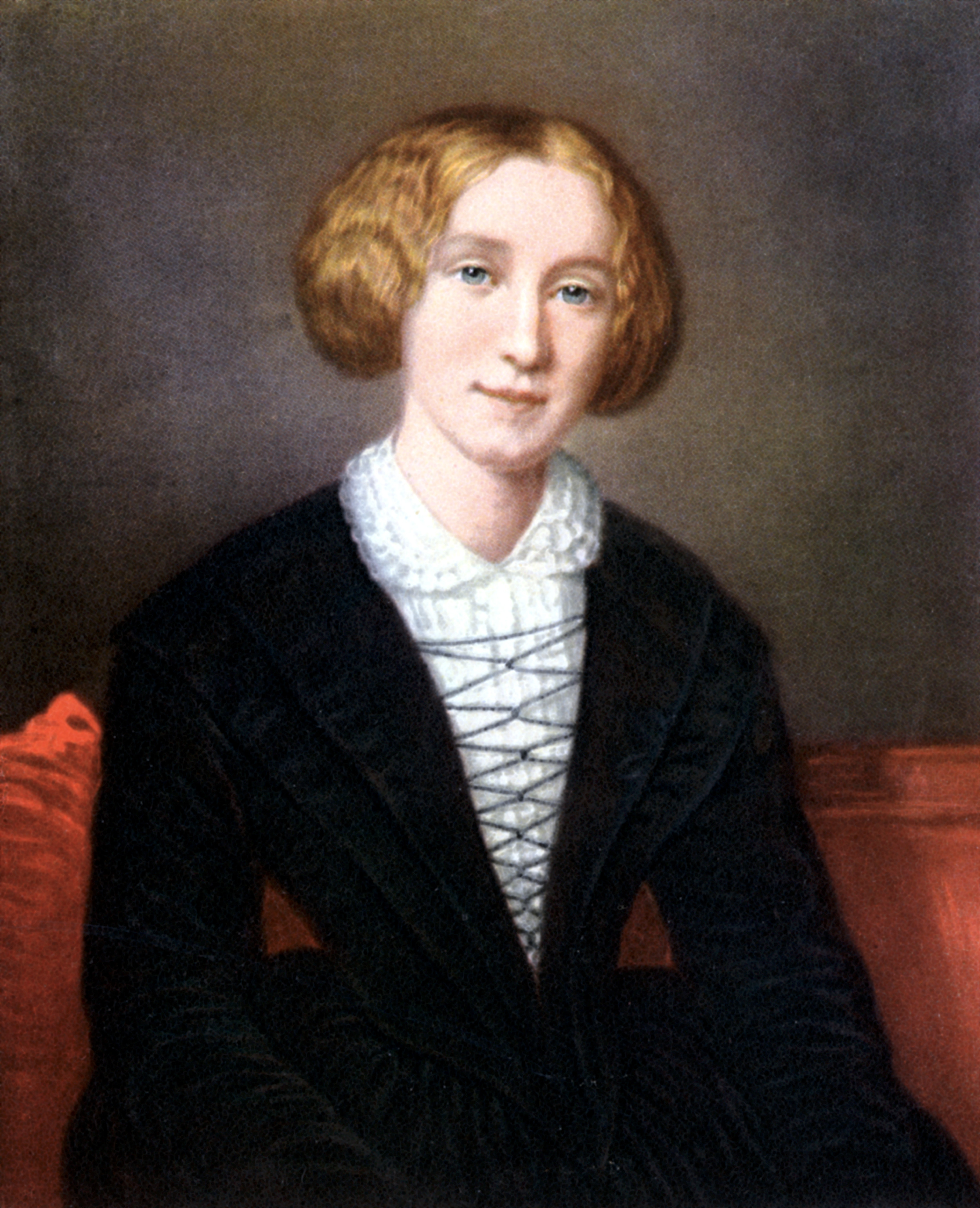 La escritora George Eliot, retratada por el pintor François d'Albert-Durade.