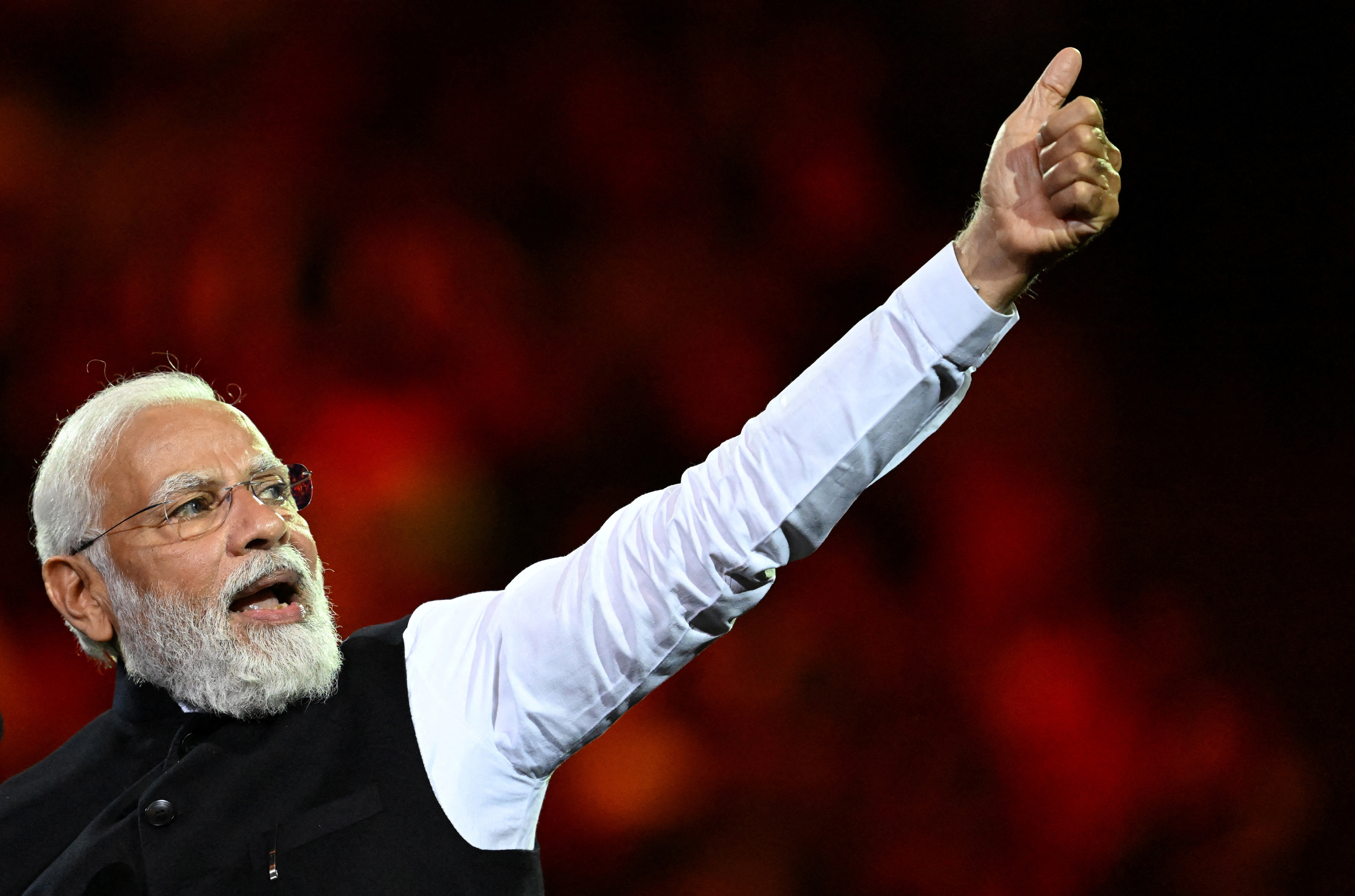 O primeiro-ministro indiano Narendra Modi discursa em Sydney, Austrália, em 23 de maio de 2023.