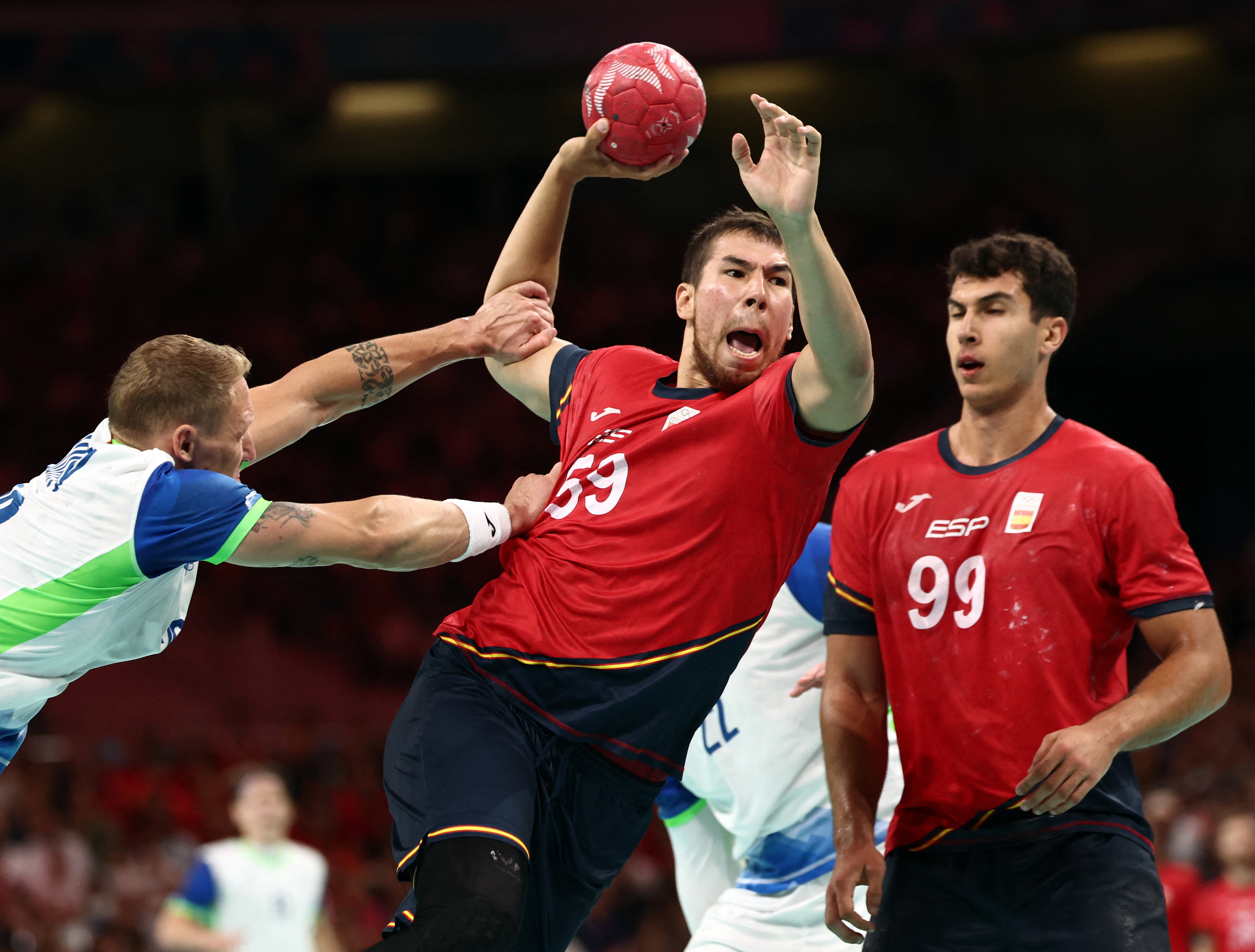 El español Daniel Dujshebaev durante el partido por el bronce ante Eslovenia. 