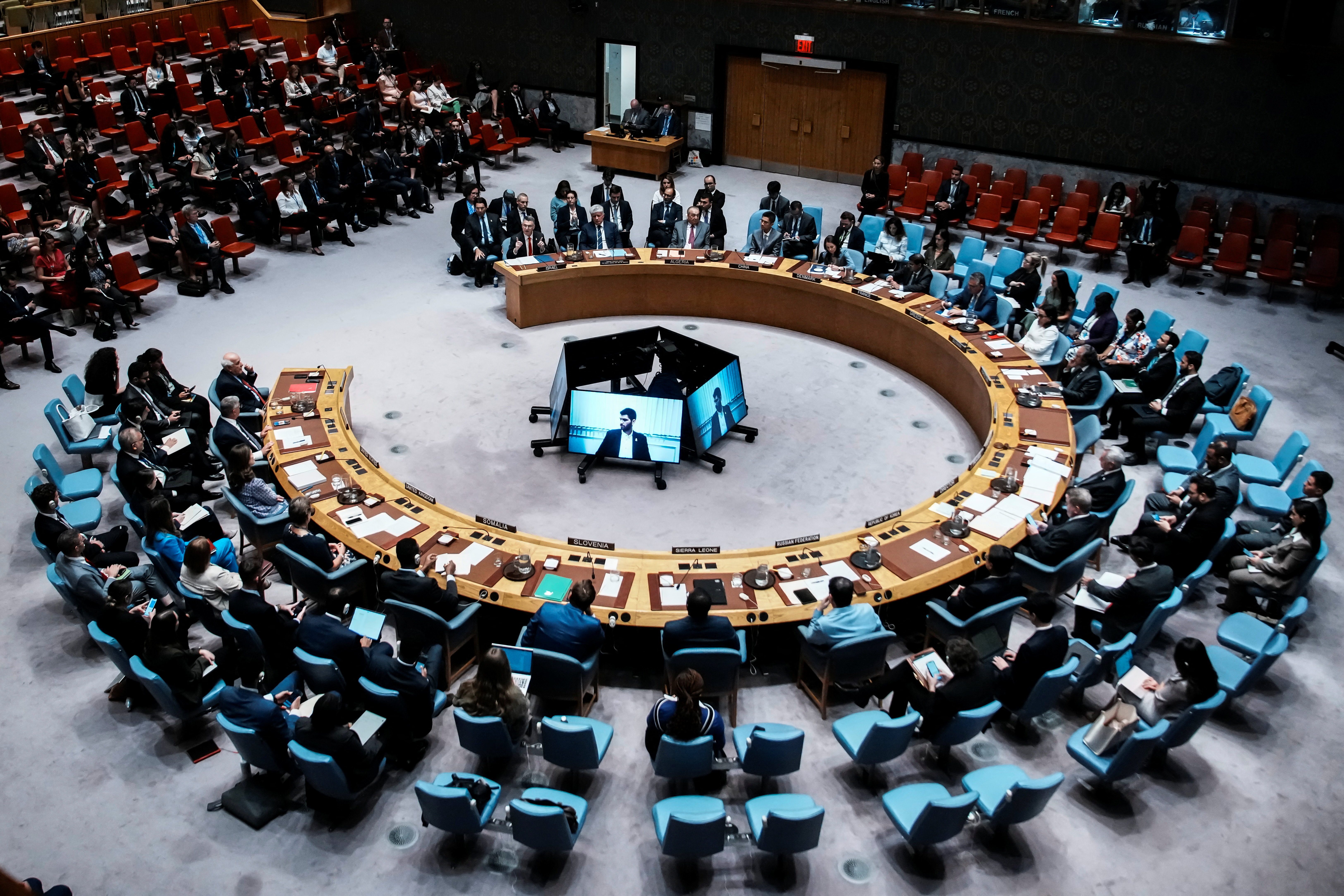 El Consejo de Seguridad de la ONU reunido para discutir la situación de los rehenes israelíes en Gaza, el 5 de agosto de 2025.
