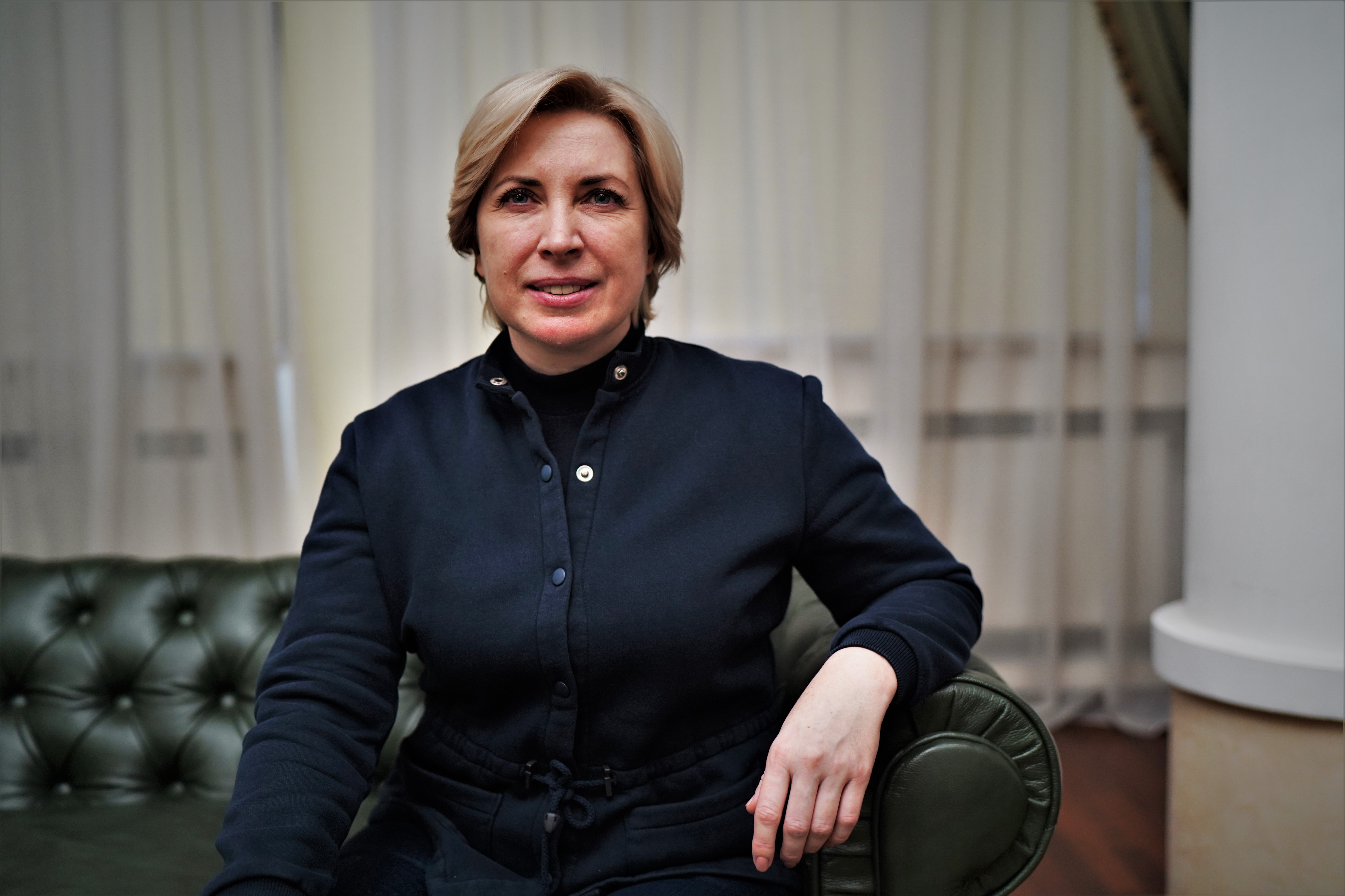 Irina Vereshchuk, Vice-Primeira Ministra da Ucrânia e Ministra da Reintegração dos Territórios Ocupados Temporariamente, durante entrevista ao EL PAÍS em 11 de março em Kiev.