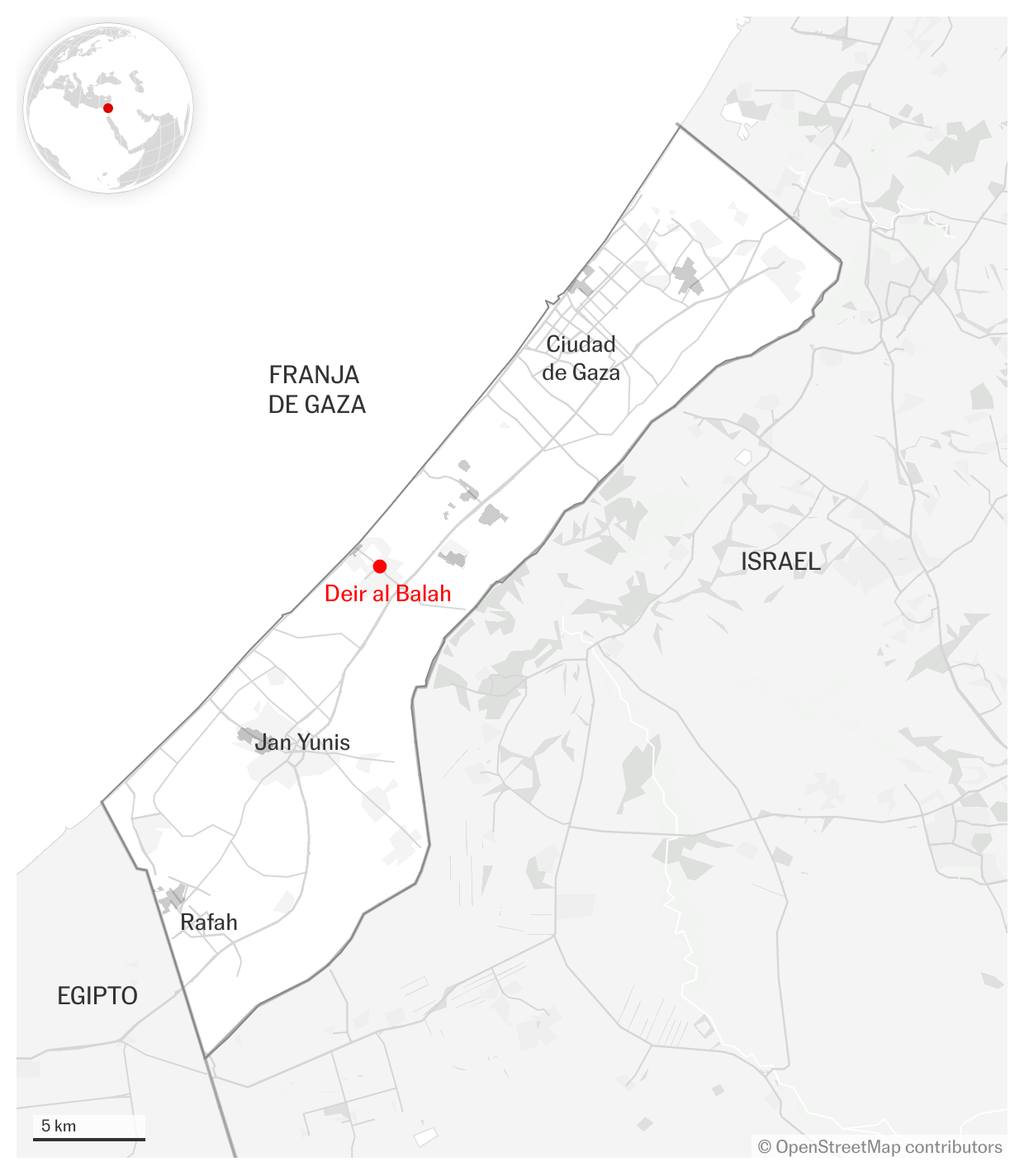 La localidad de Deir al Balah, en el centro de la Franja.