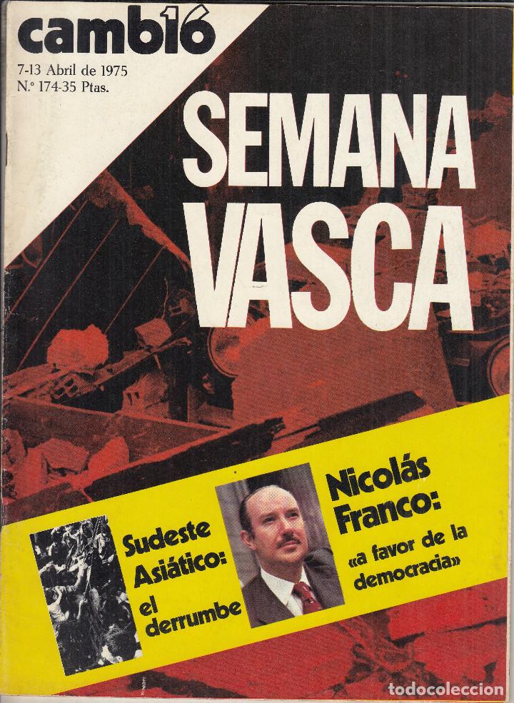 Ejemplar de la revista Cambio 16 de la semana del 7 al 13 de abril de 1975, siete meses antes de la muerte de Francisco Franco.