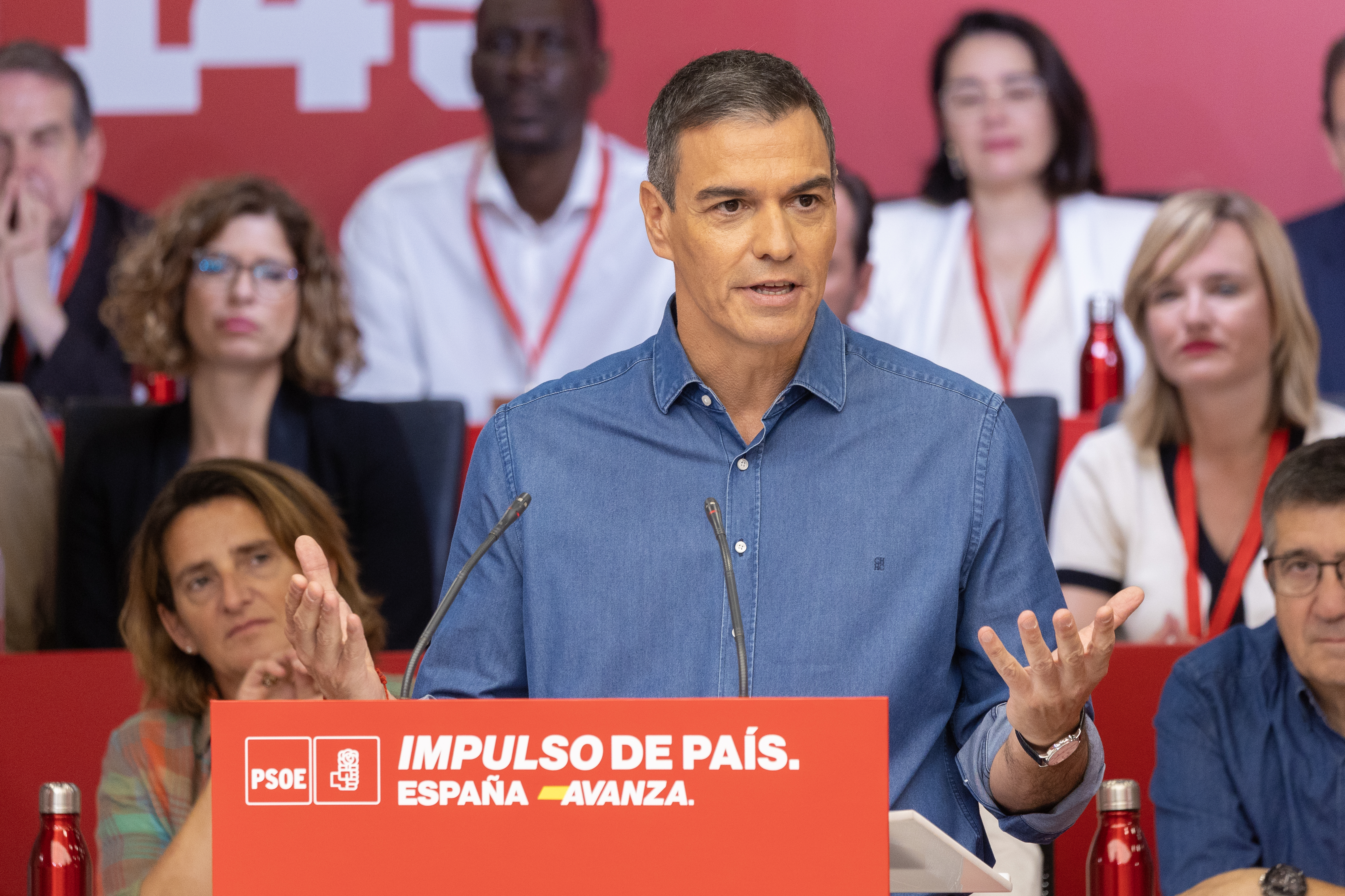 El secretario general del PSOE y presidente del Gobierno, Pedro Sánchez, este sábado.