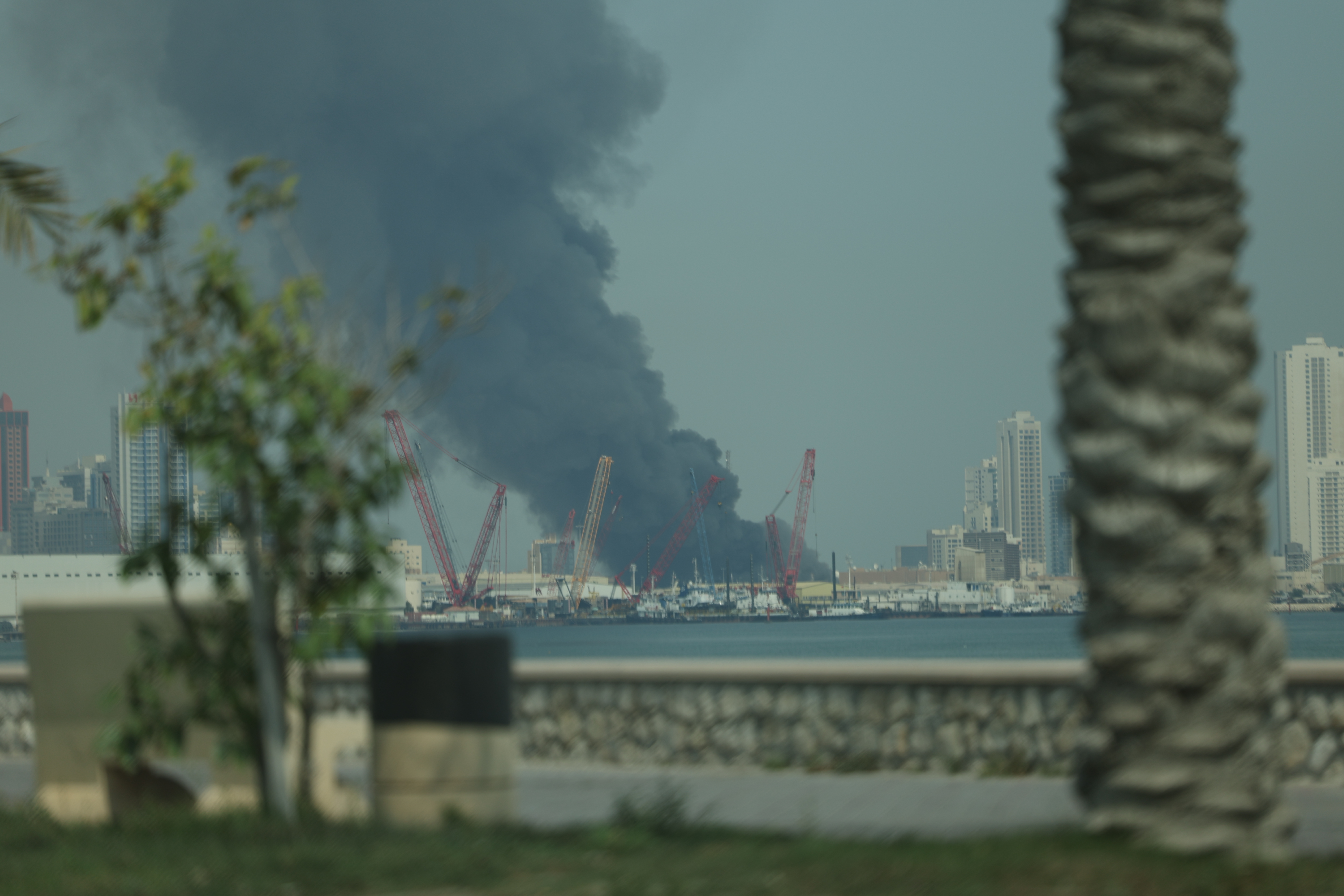 MANAMA, BAHRAIN - FEBRUARY 28: Smoke rises after Iran carried out a missile strike on the main headquarters of the U.S. Navyâs 5th Fleet in Manama in retaliation against US-Israeli attacks, in Bahrain February 28, 2026. (Photo by Stringer/Anadolu via Getty Images)