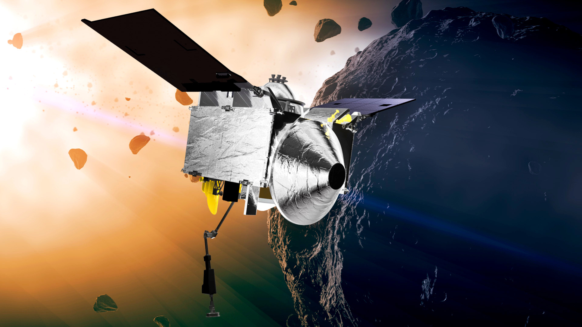 Ilustración de la NASA de la sonda OSIRIS-REx.