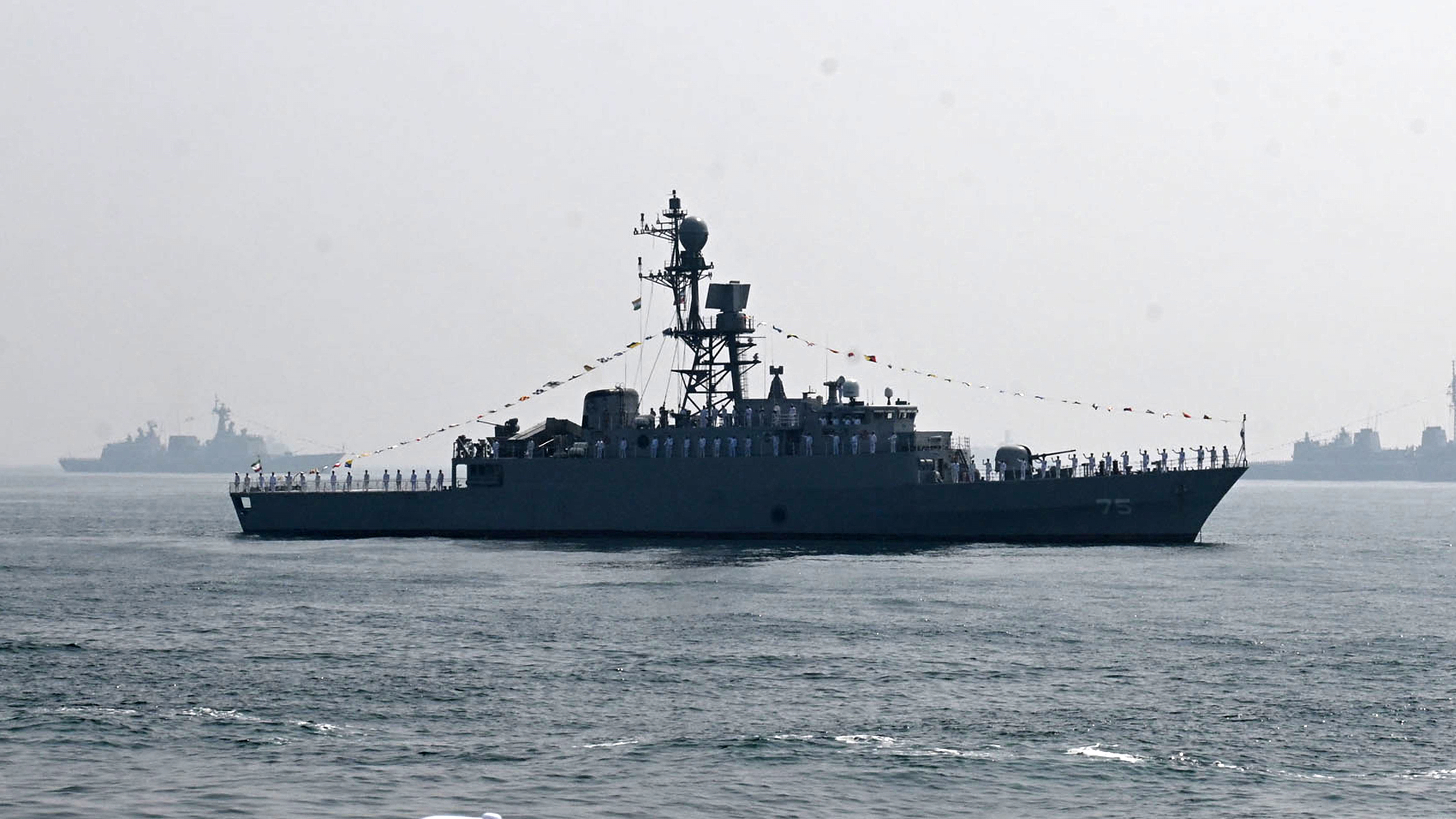 La fragata iraní, IRIS Dena, anclada en Visakhapatnam, India, el pasado 18 de febrero, 2026.