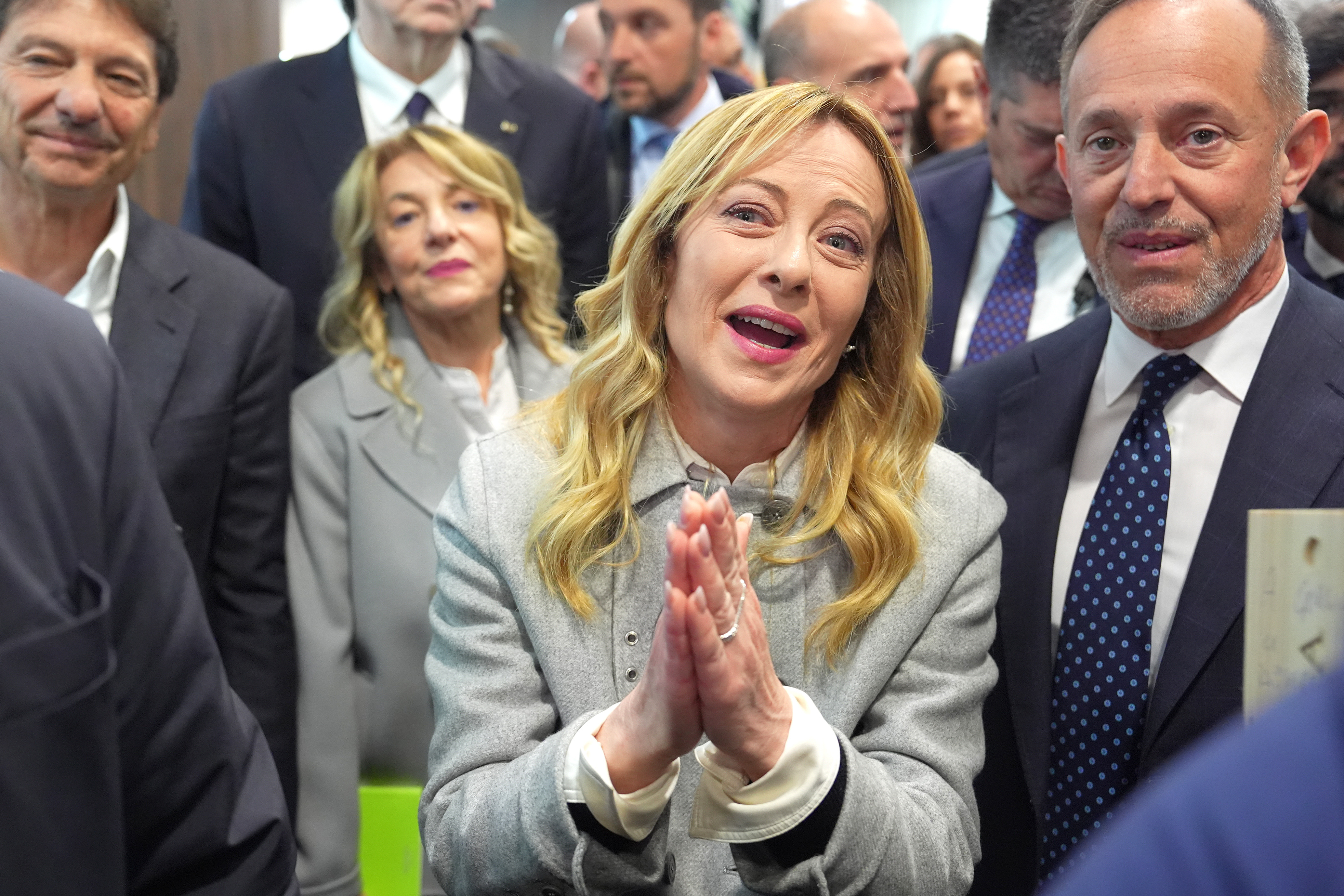 La primera ministra de Italia, Giorgia Meloni, este martes en Verona.  