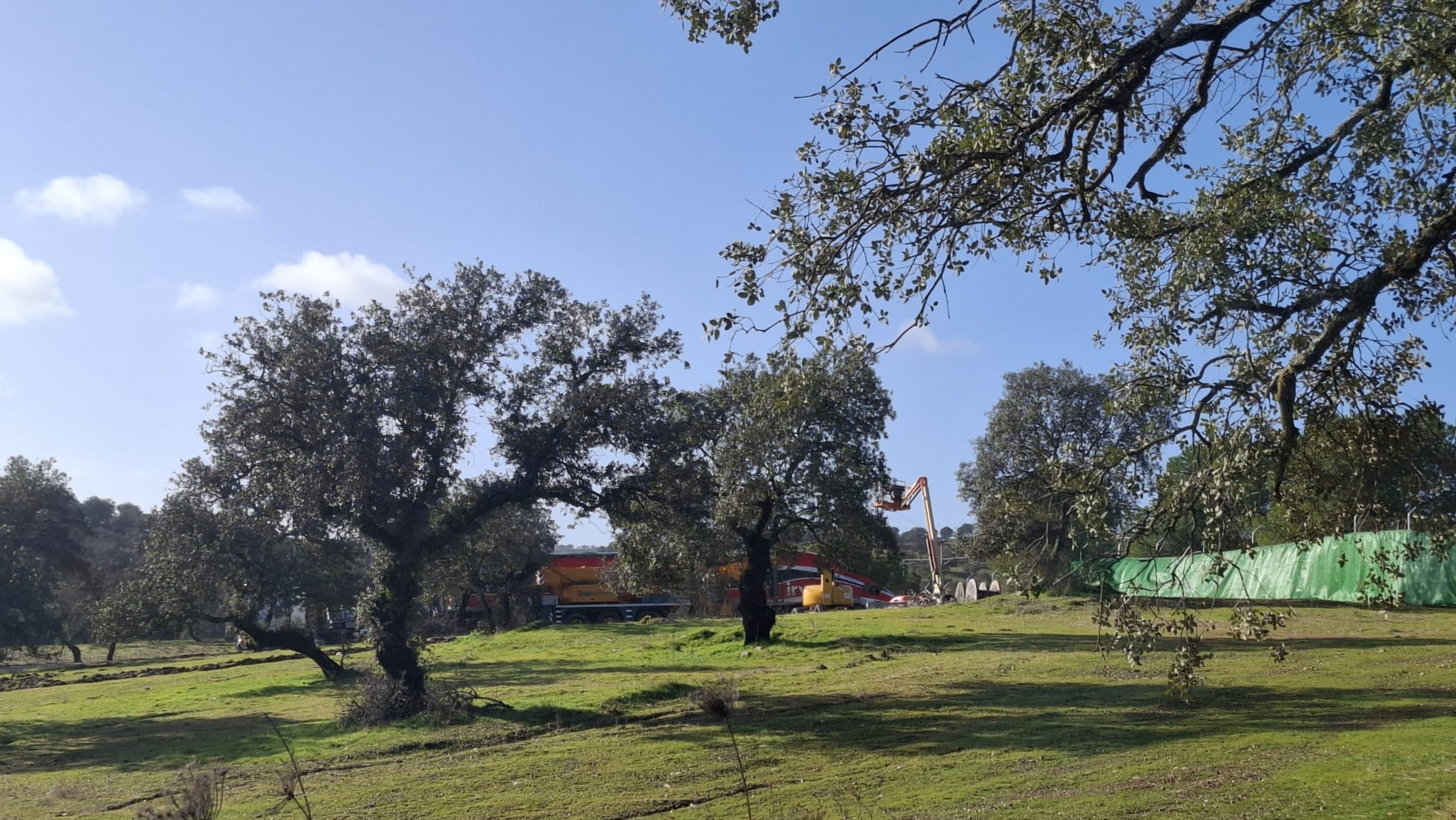 Maquinaria pesada trabaja en las inmediaciones del accidente de Adamuz.