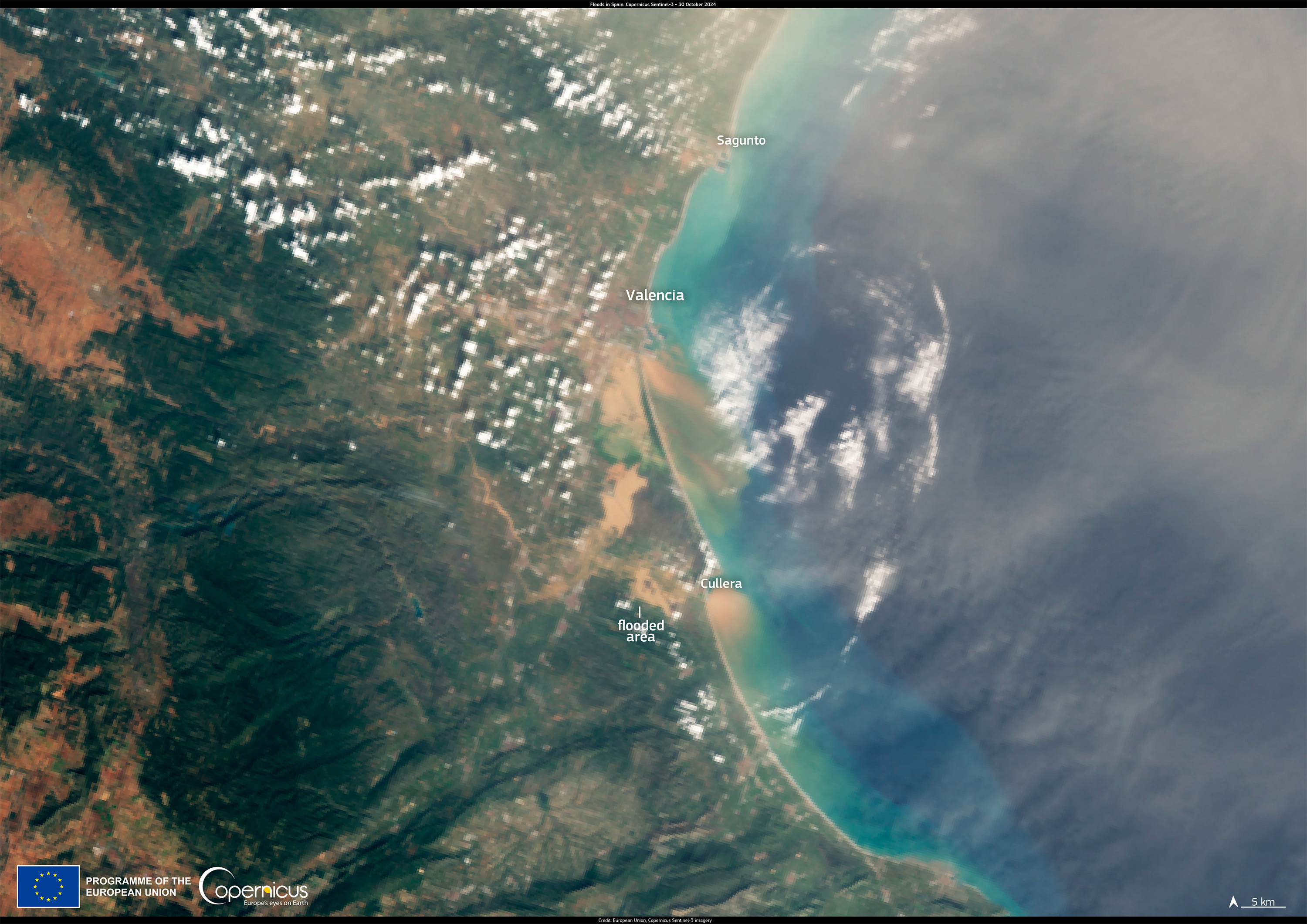 Imagen captada el 31 de octubre por el satélite europeo Copernicus.