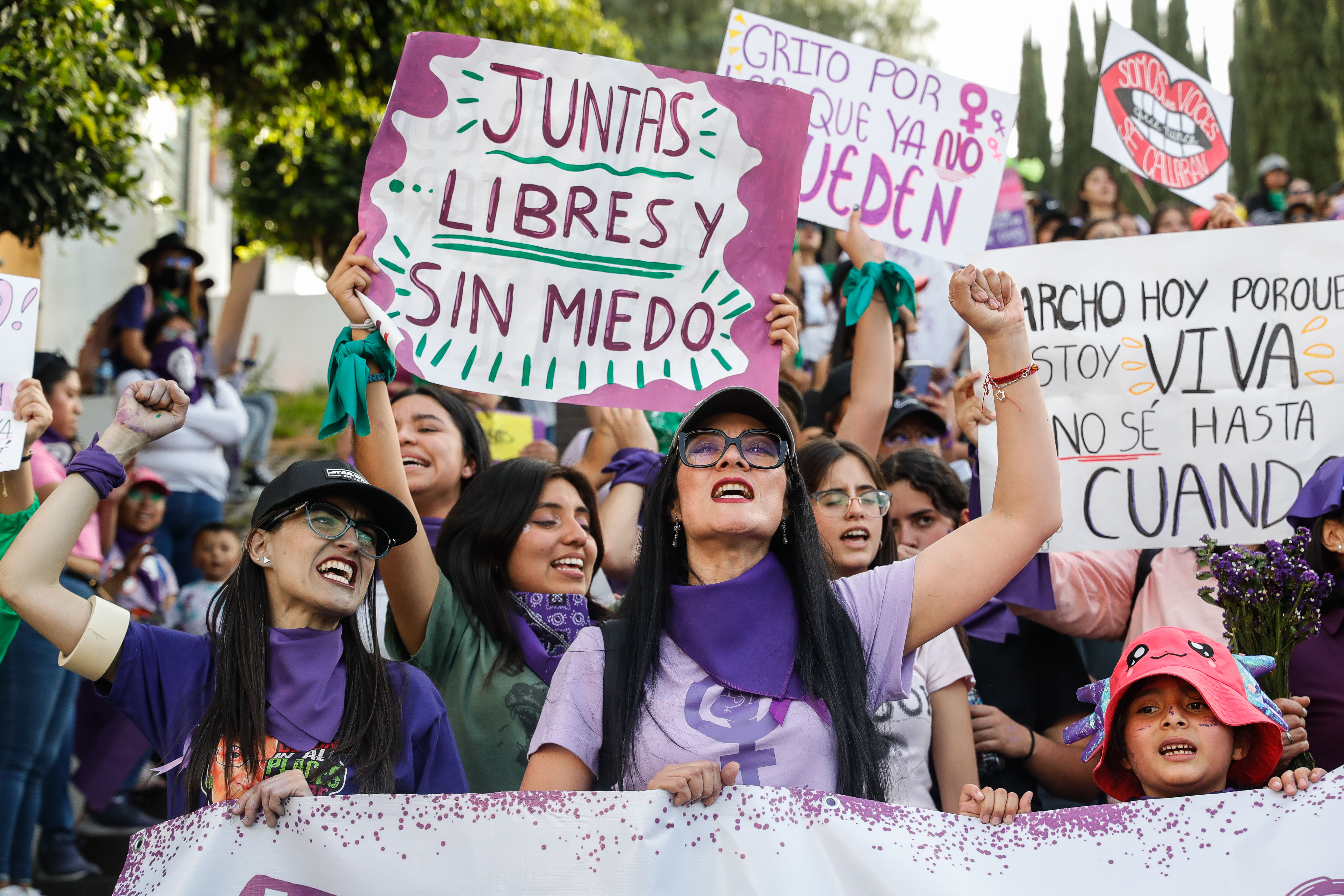 Manifestación feminista en Tiaxcala, el 8 de marzo. 